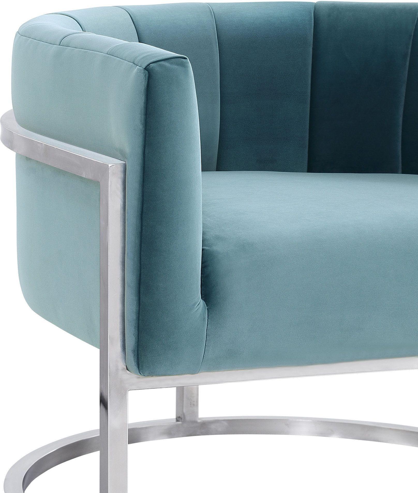 Magnolia Sea Blue Chair with Silver Base - Image 4