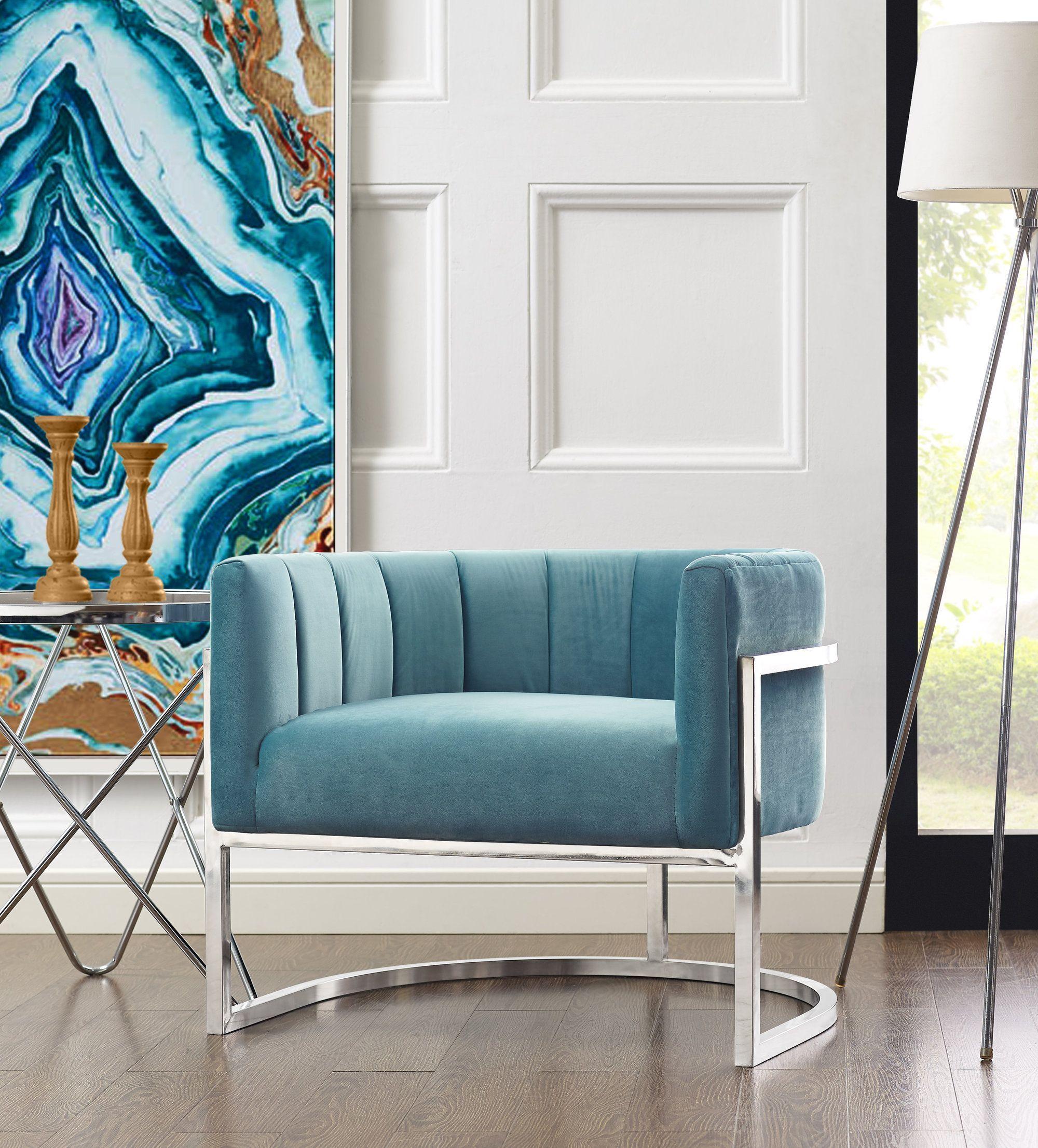 Magnolia Sea Blue Chair with Silver Base - Image 6