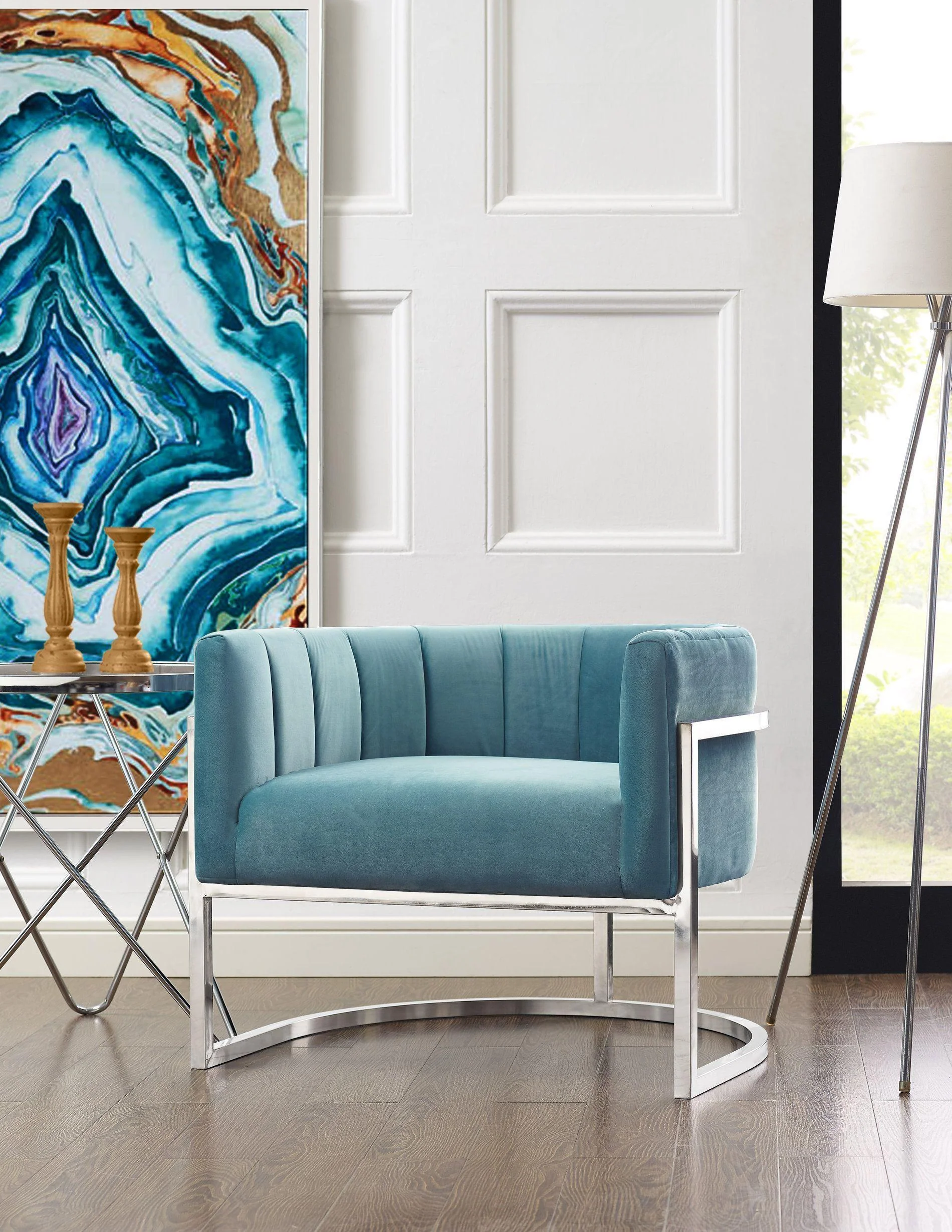 Magnolia Sea Blue Chair with Silver Base - Image 7