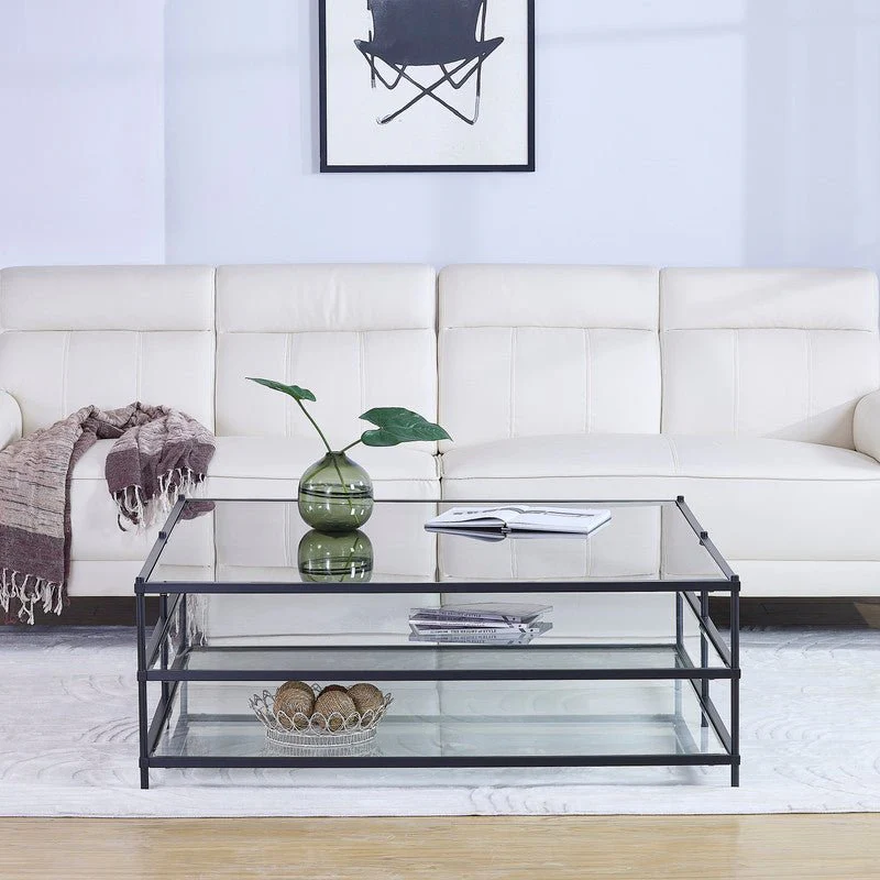 Matt Black Squared Coffee Table - Image 2