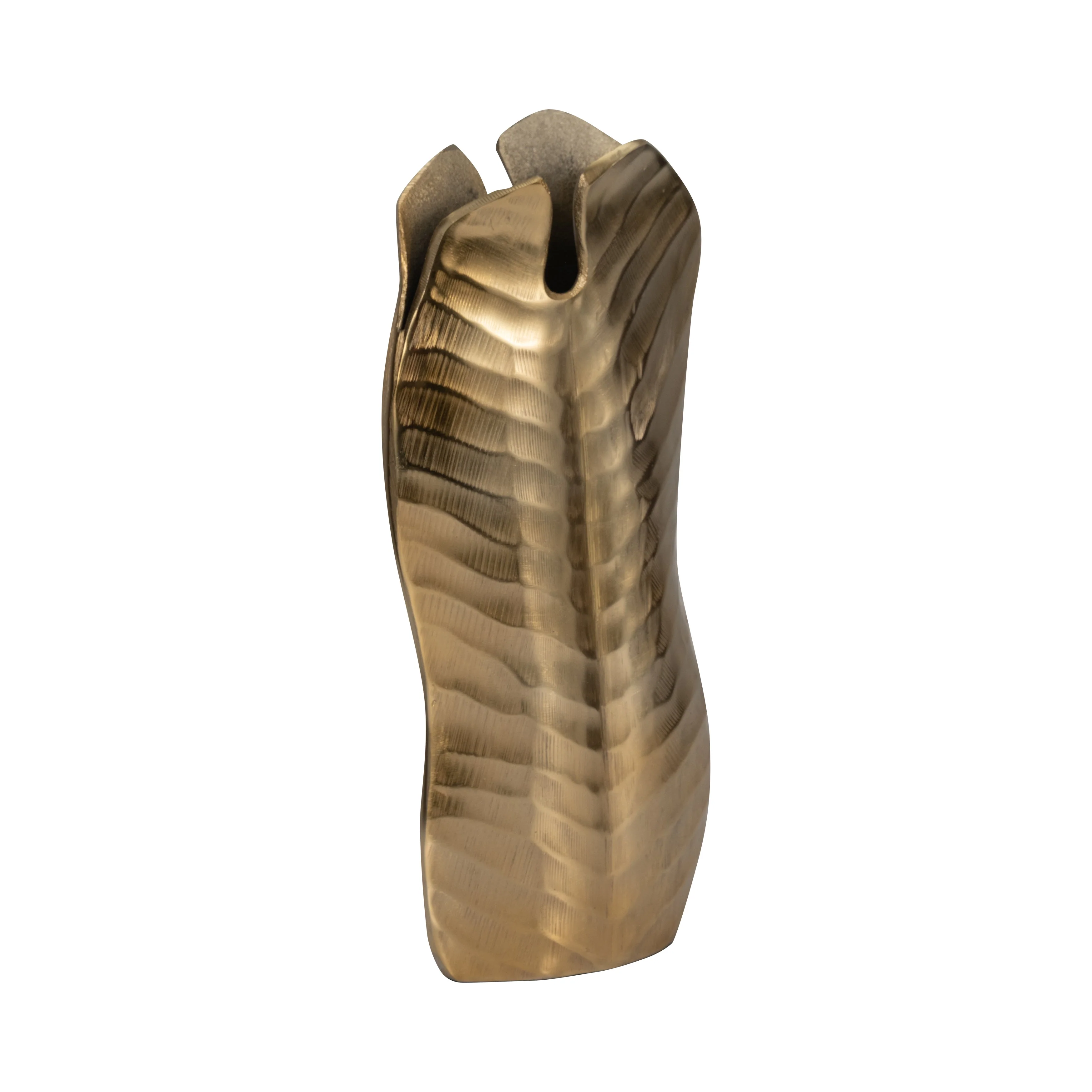 Metal, 16" Botanic Tall Leaf Vase, Gold - Image 3