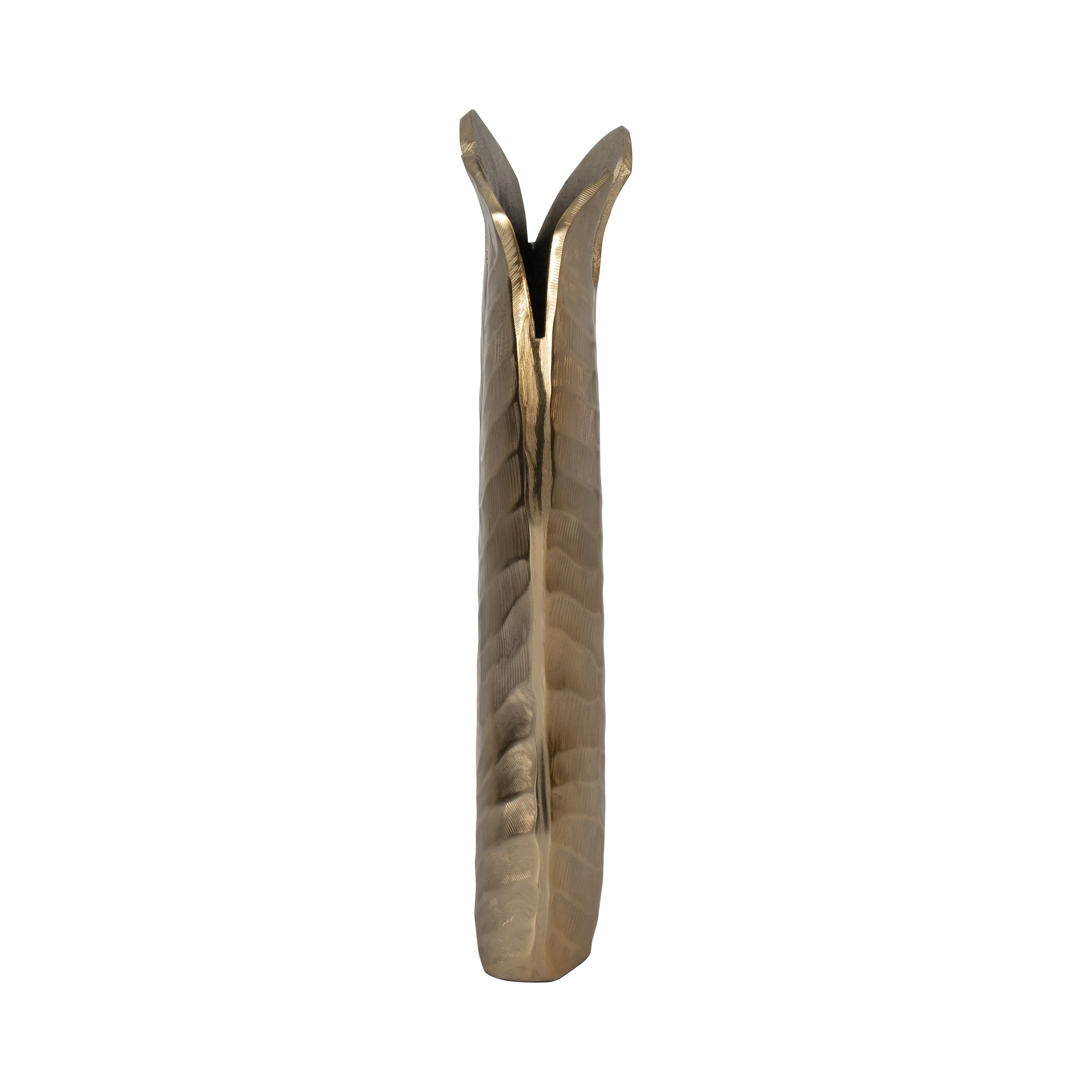Metal, 16" Botanic Tall Leaf Vase, Gold - Image 4