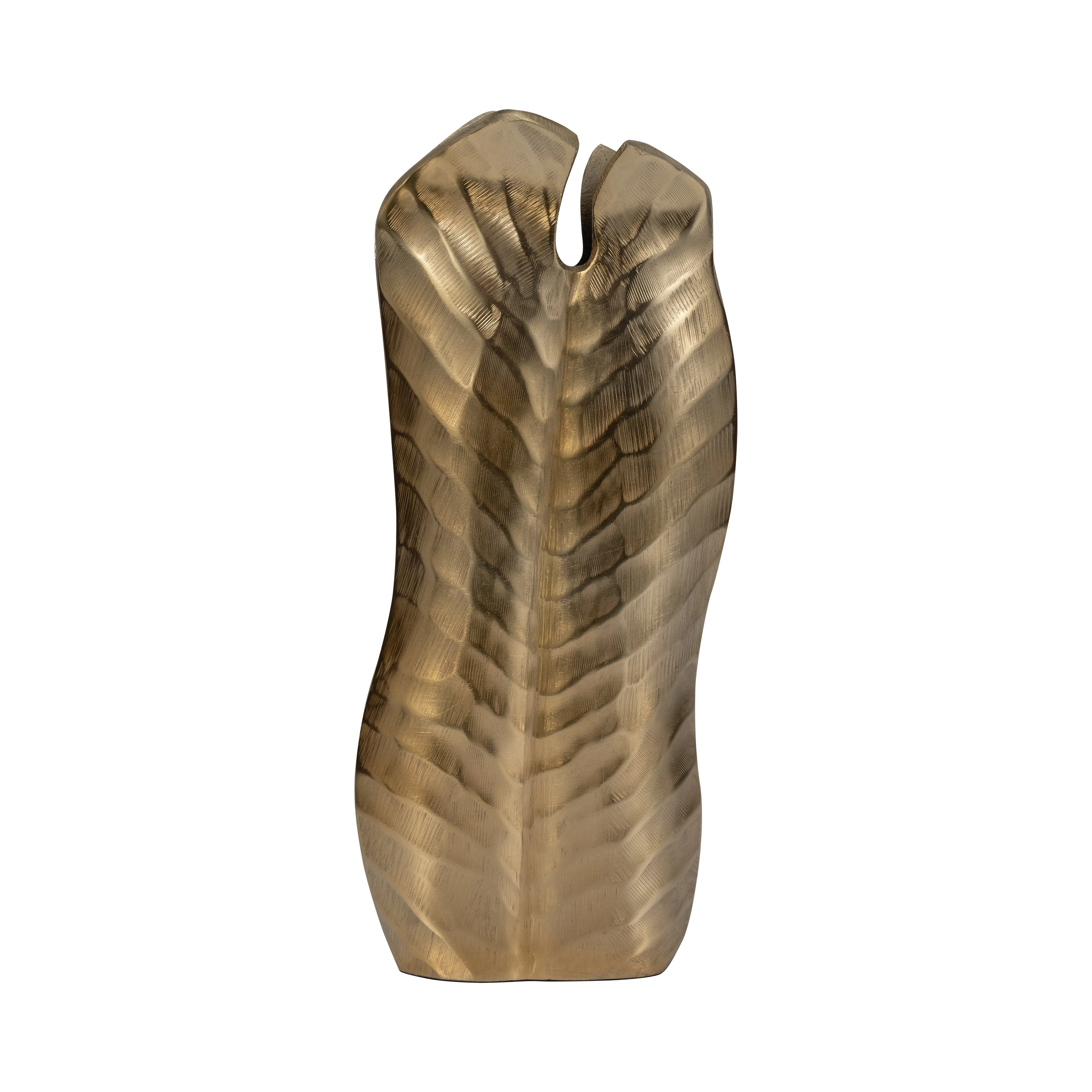 Metal, 16" Botanic Tall Leaf Vase, Gold - Image 5