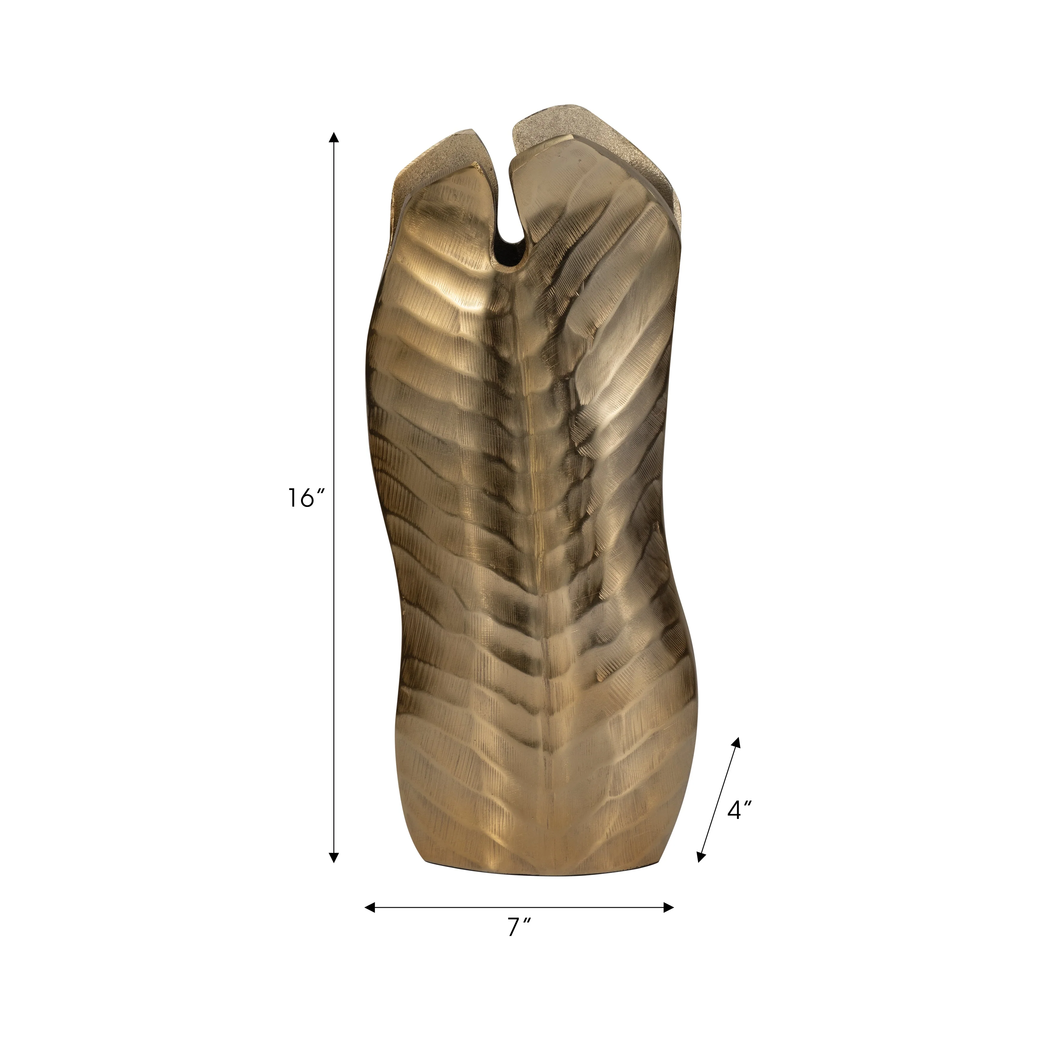 Metal, 16" Botanic Tall Leaf Vase, Gold - Image 9