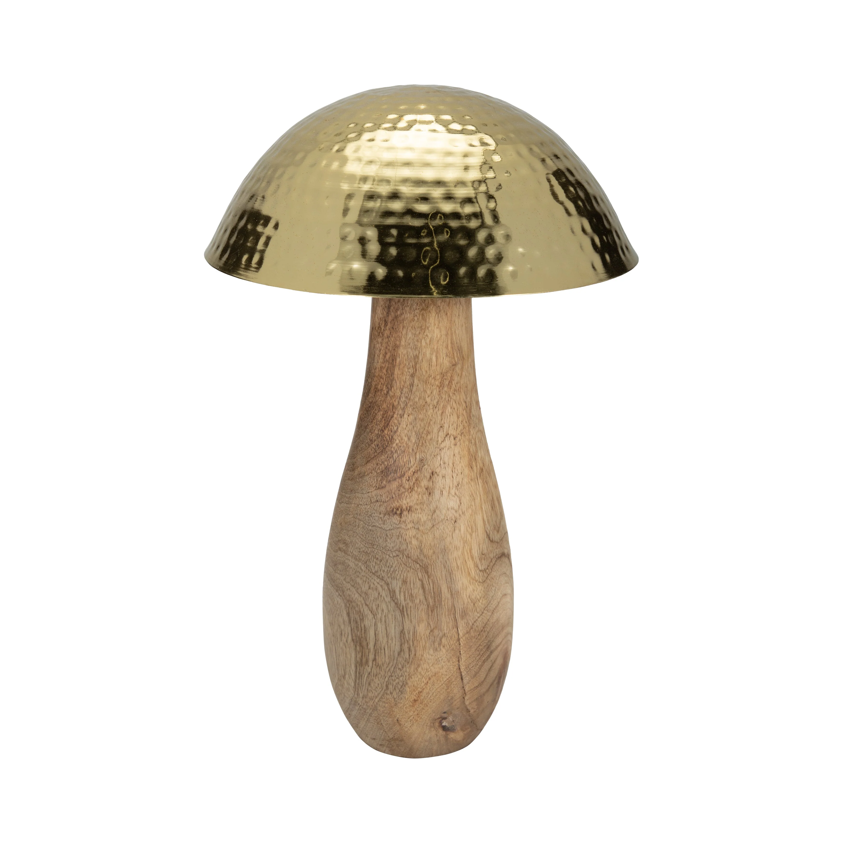 Metal, 16" Mushroom W/ Wood Base, Gold - Image 12