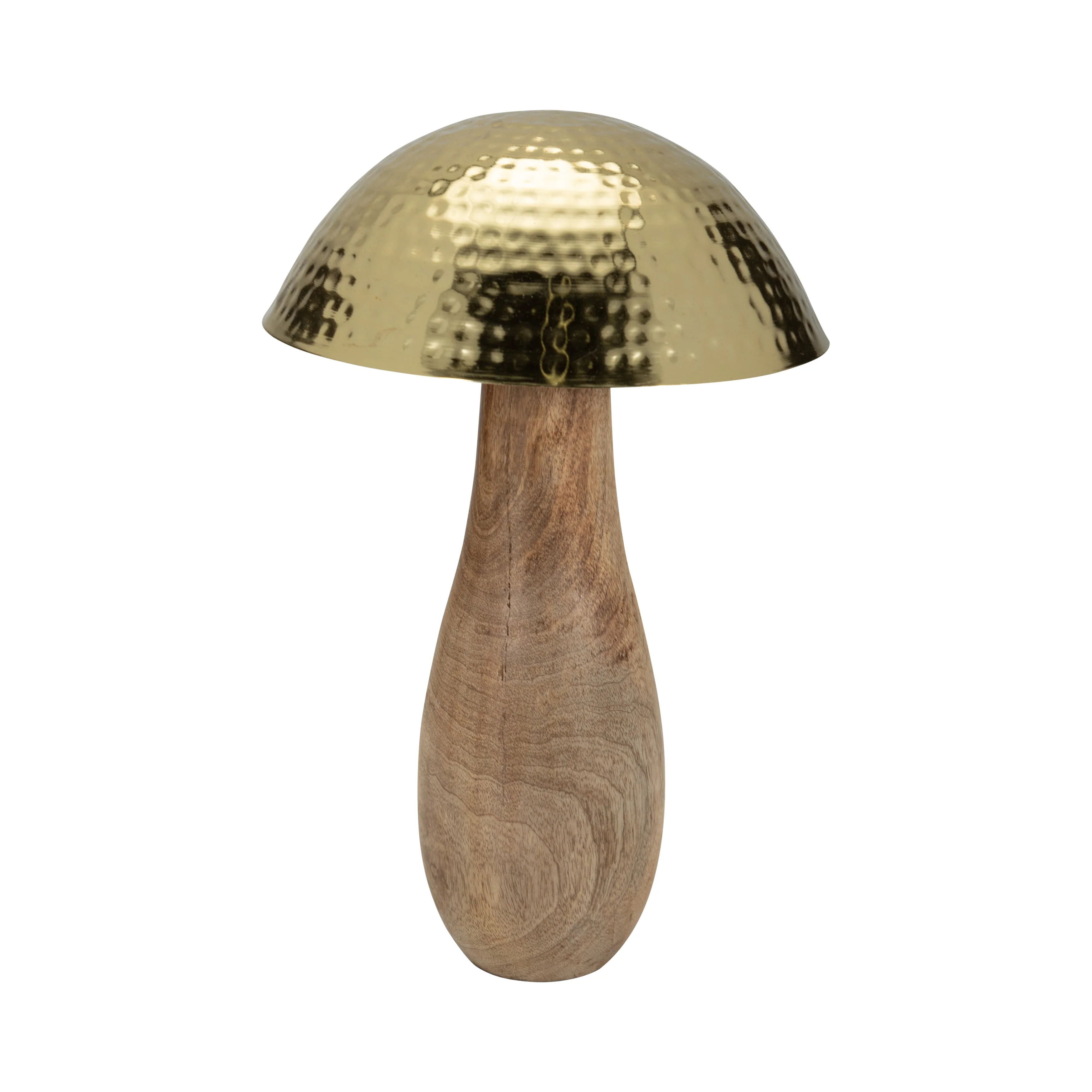 Metal, 16" Mushroom W/ Wood Base, Gold - Image 13