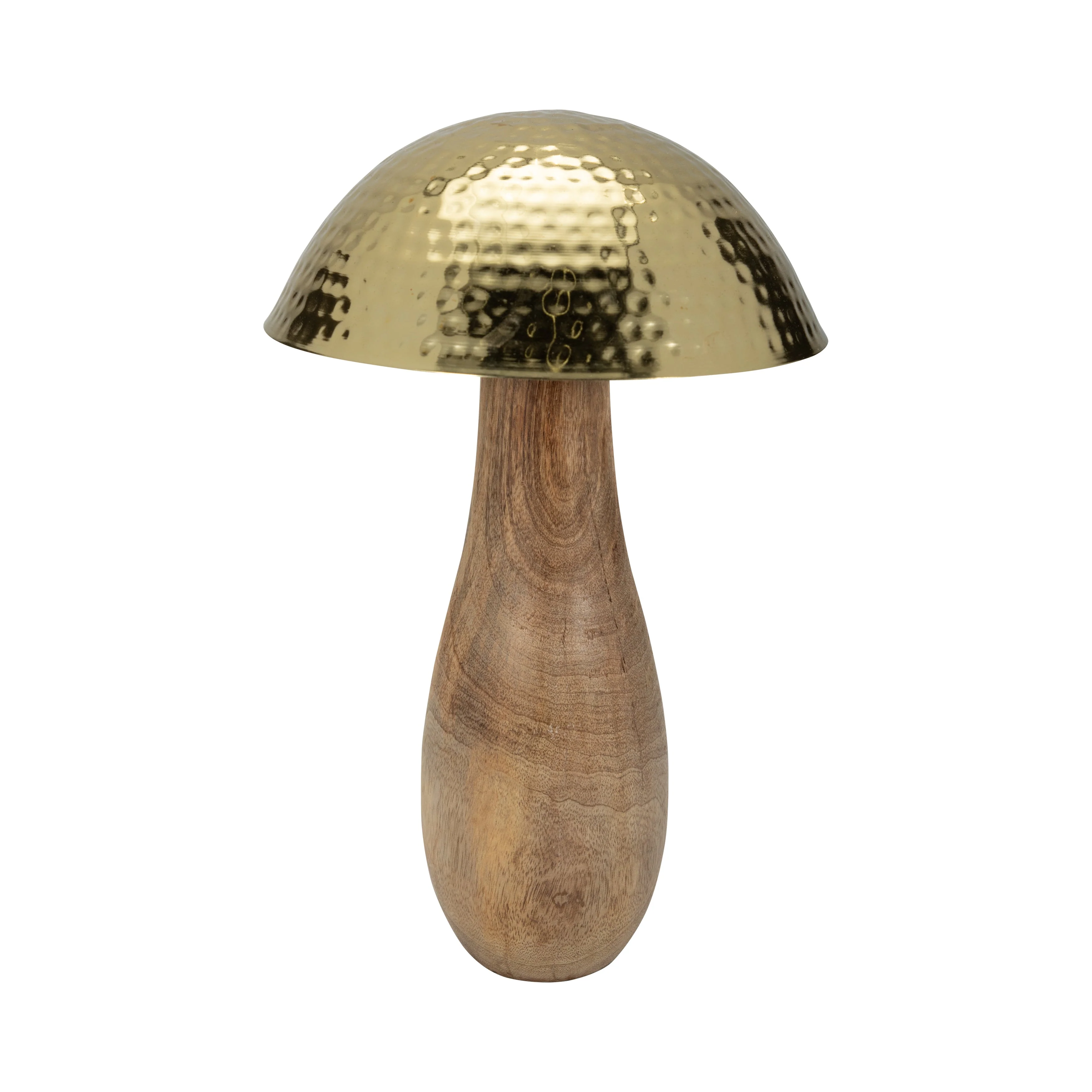 Metal, 16" Mushroom W/ Wood Base, Gold - Image 14