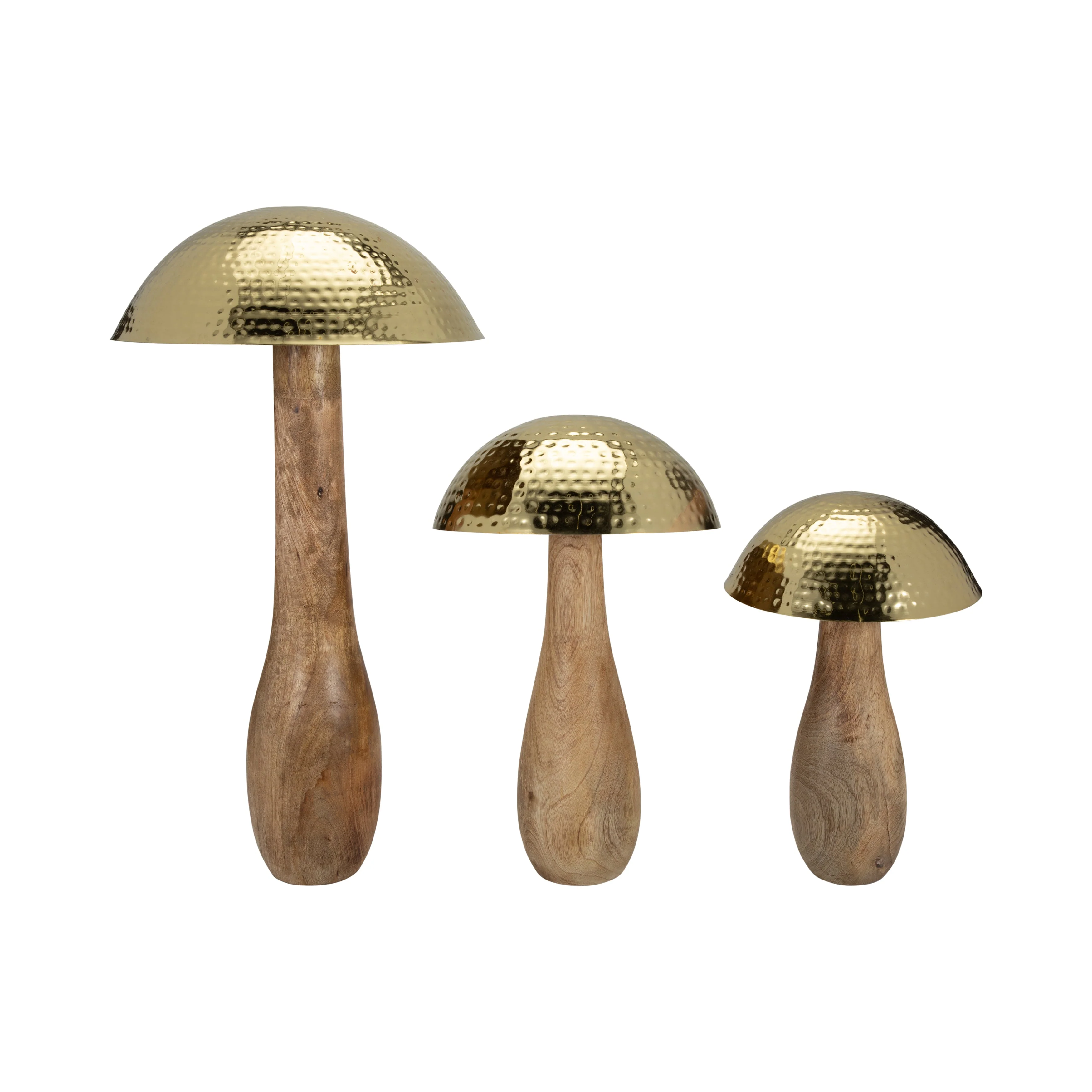 Metal, 16" Mushroom W/ Wood Base, Gold - Image 19