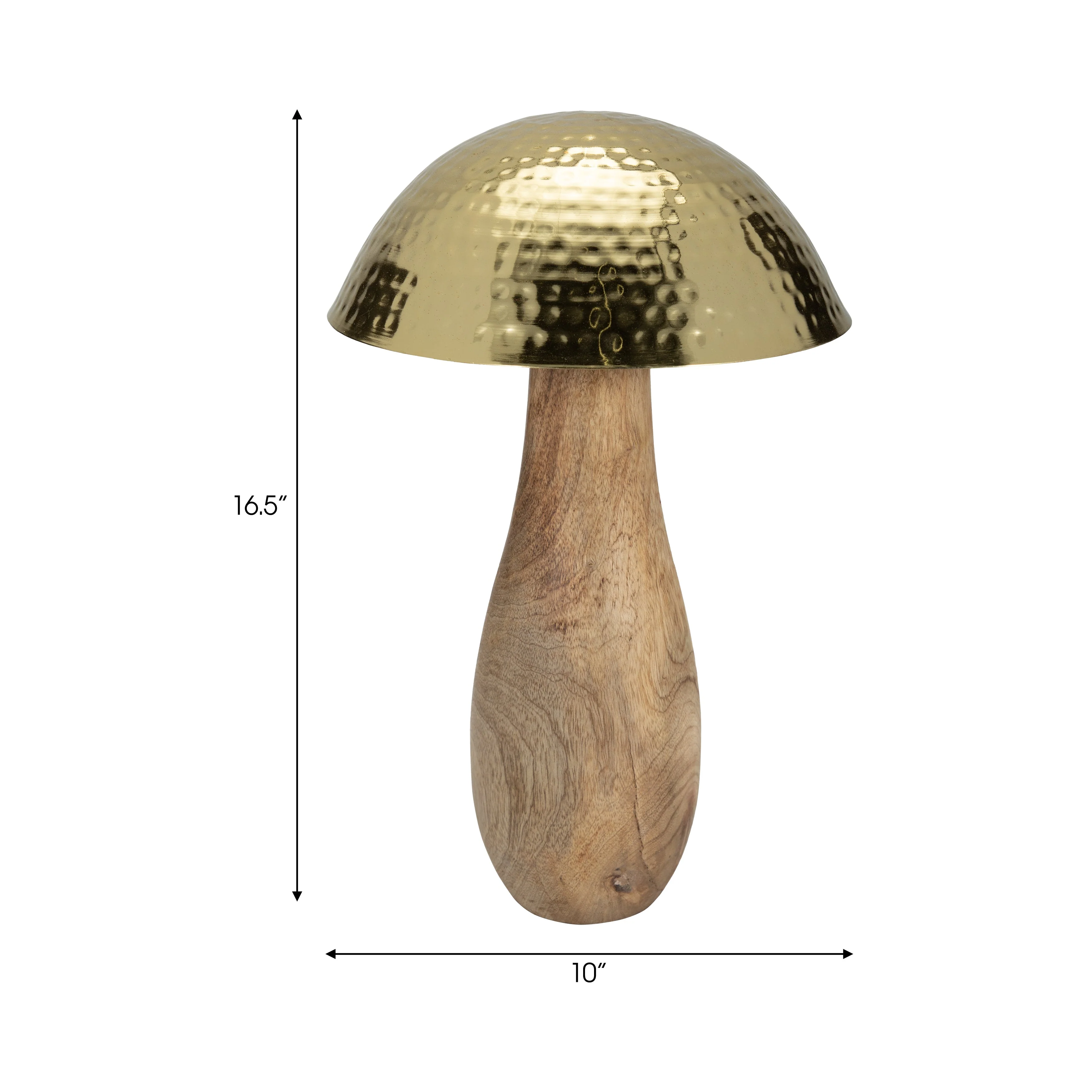 Metal, 16" Mushroom W/ Wood Base, Gold - Image 20