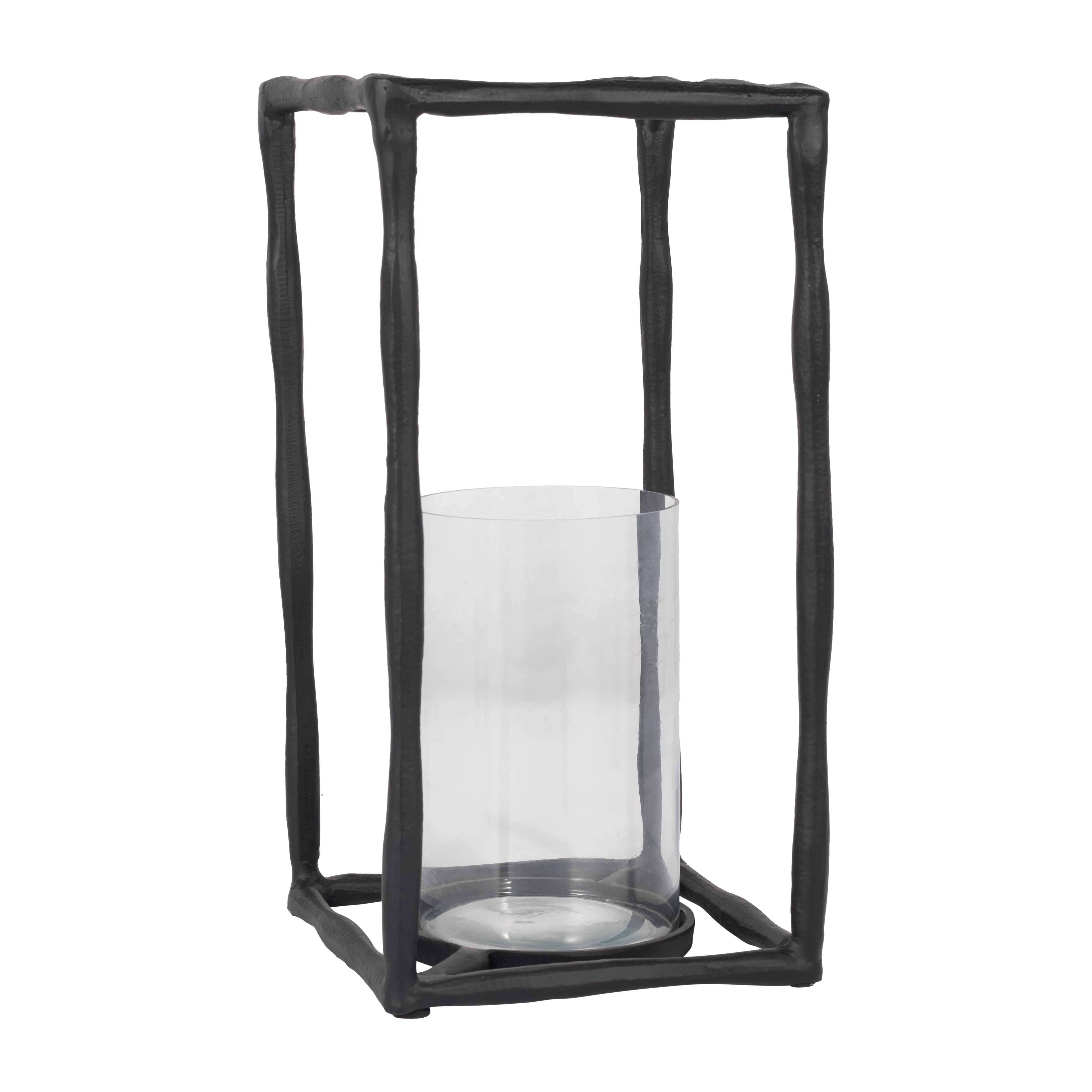METAL, 16" OPEN SQUARE HURRICANE HOLDER, BLACK - Image 2