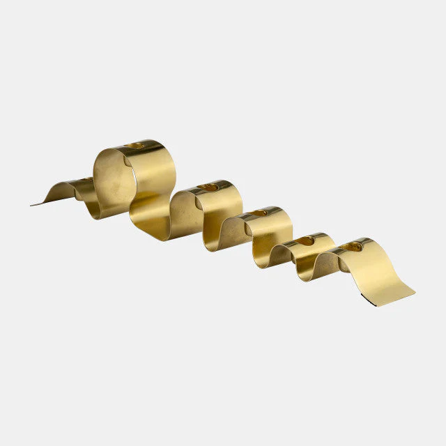 METAL, 20" RIBBON 6-TAPER CANDLE HOLDER, GOLD