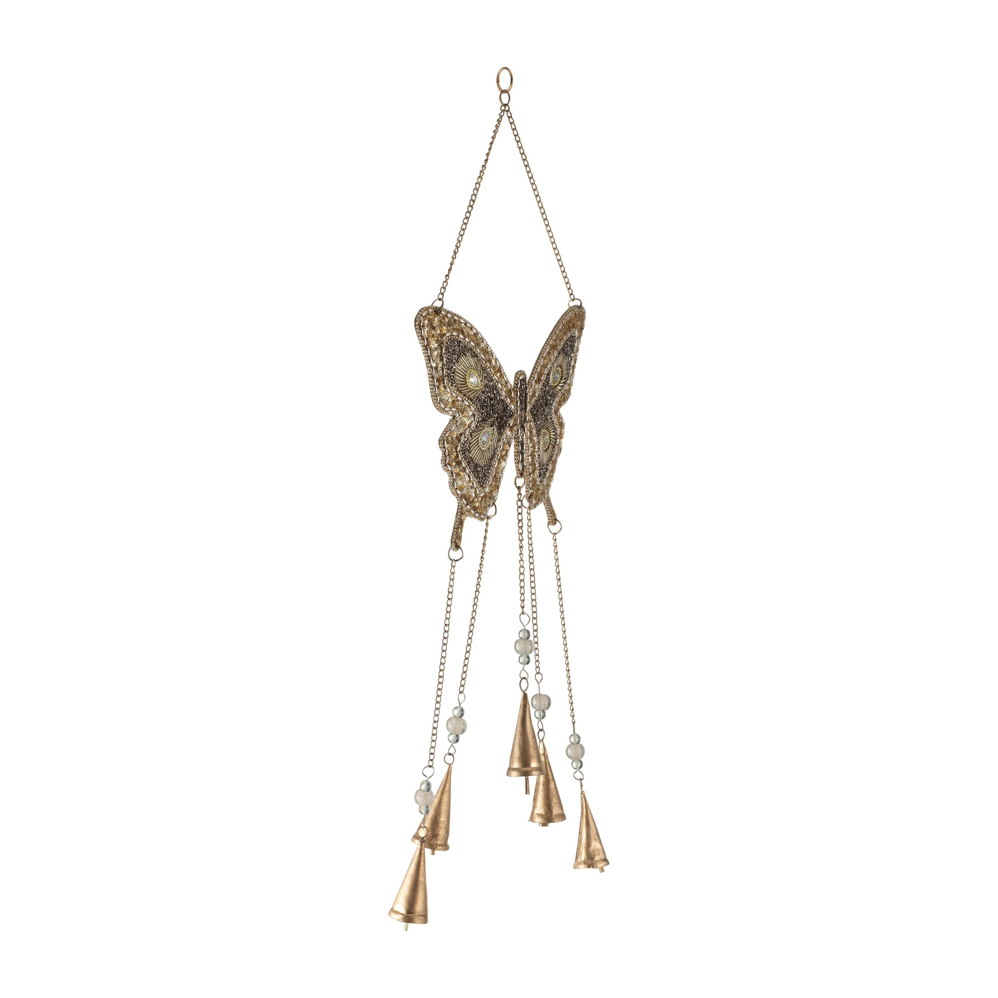 Metal, 24" Mosaic Butterfly Chime, Gold - Image 2