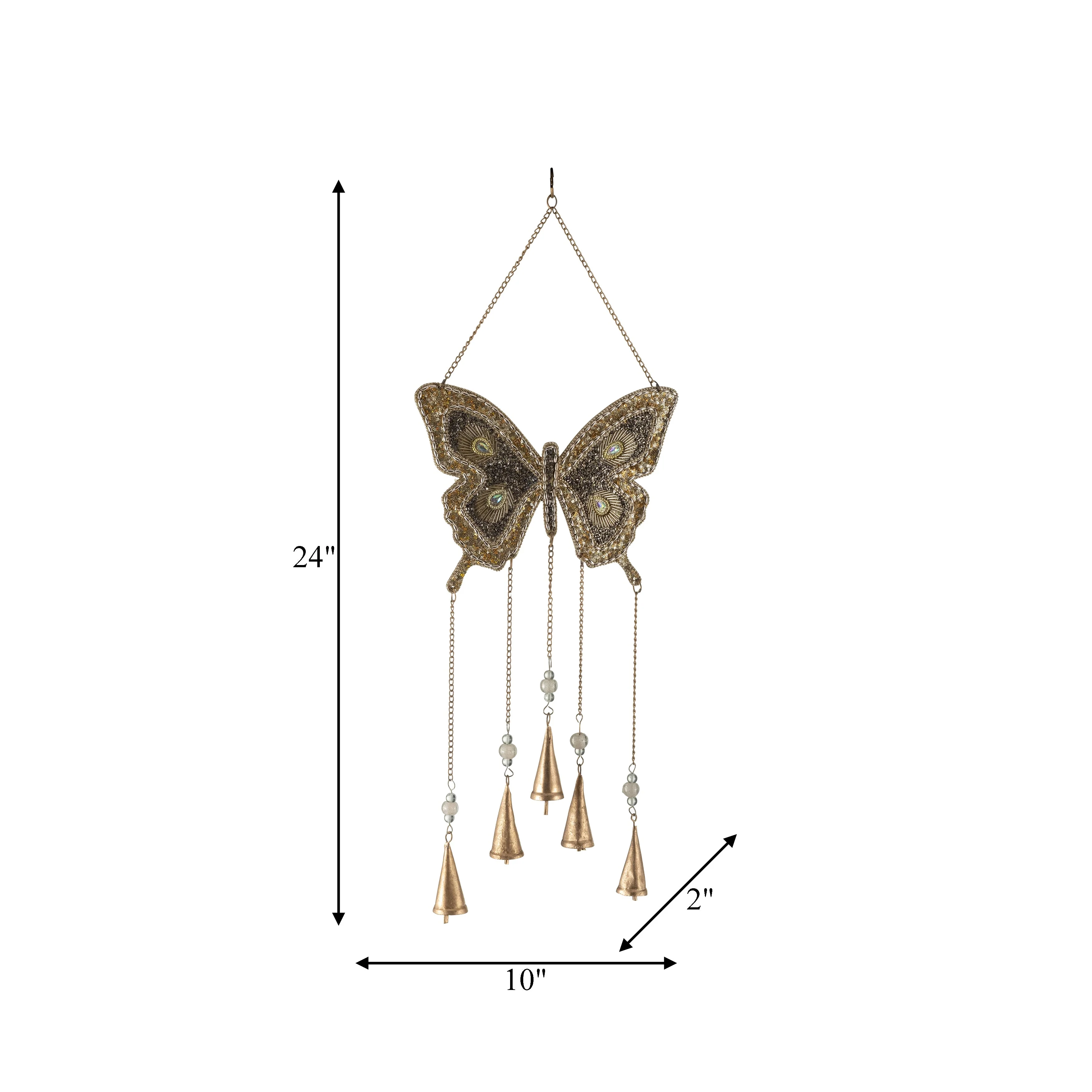 Metal, 24" Mosaic Butterfly Chime, Gold - Image 9