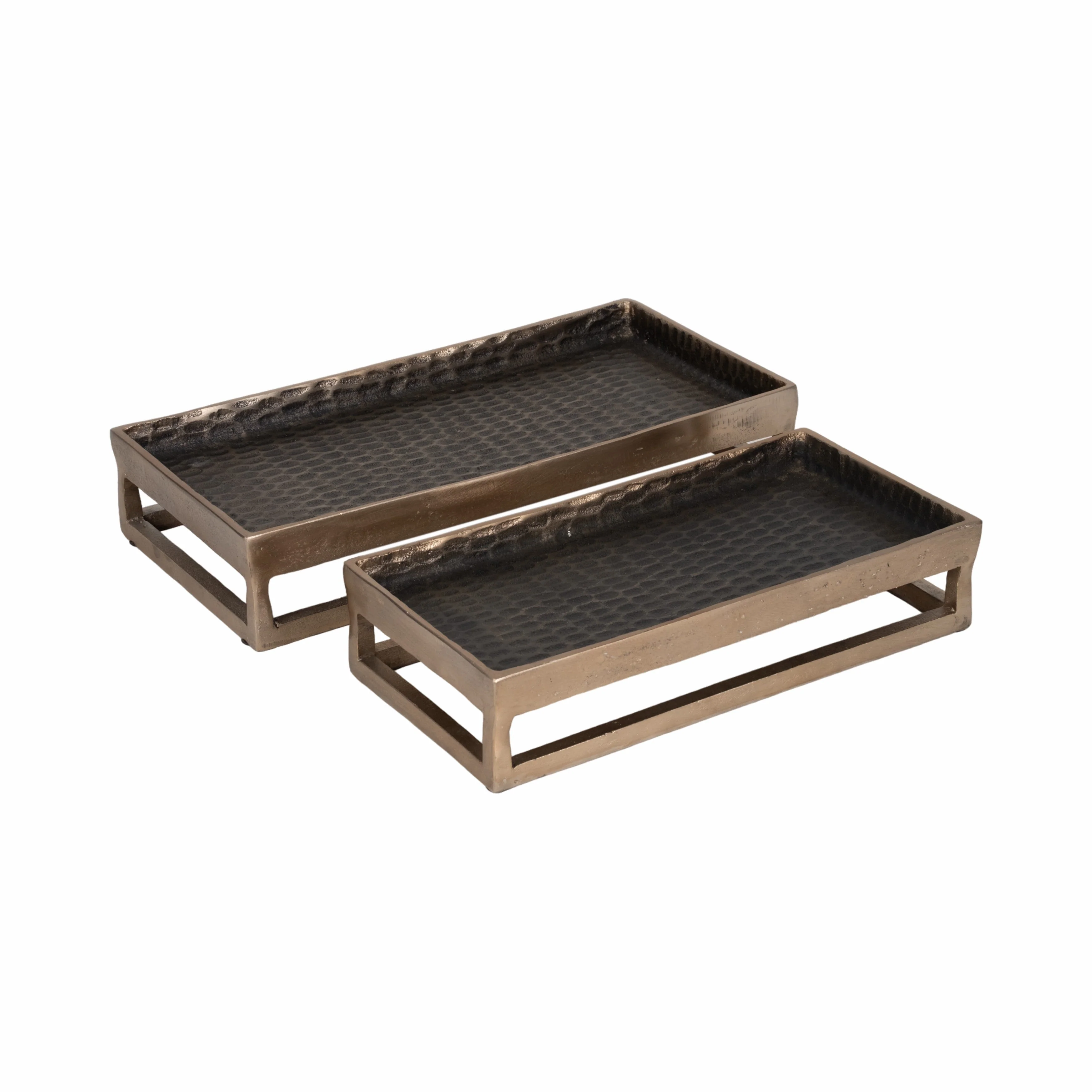 Metal, S/2 15/18" Relica Hammered Trays - Image 13