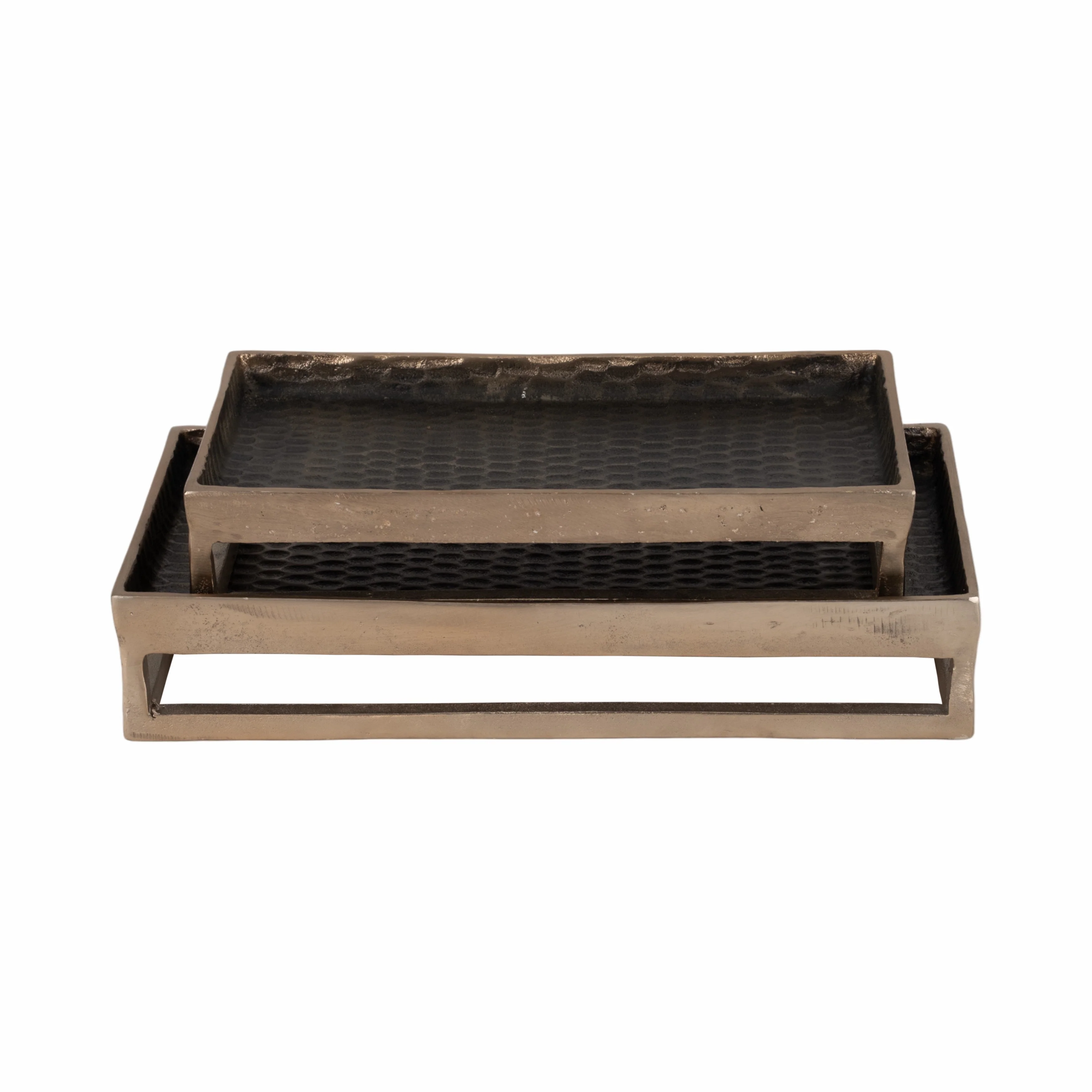 Metal, S/2 15/18" Relica Hammered Trays - Image 5