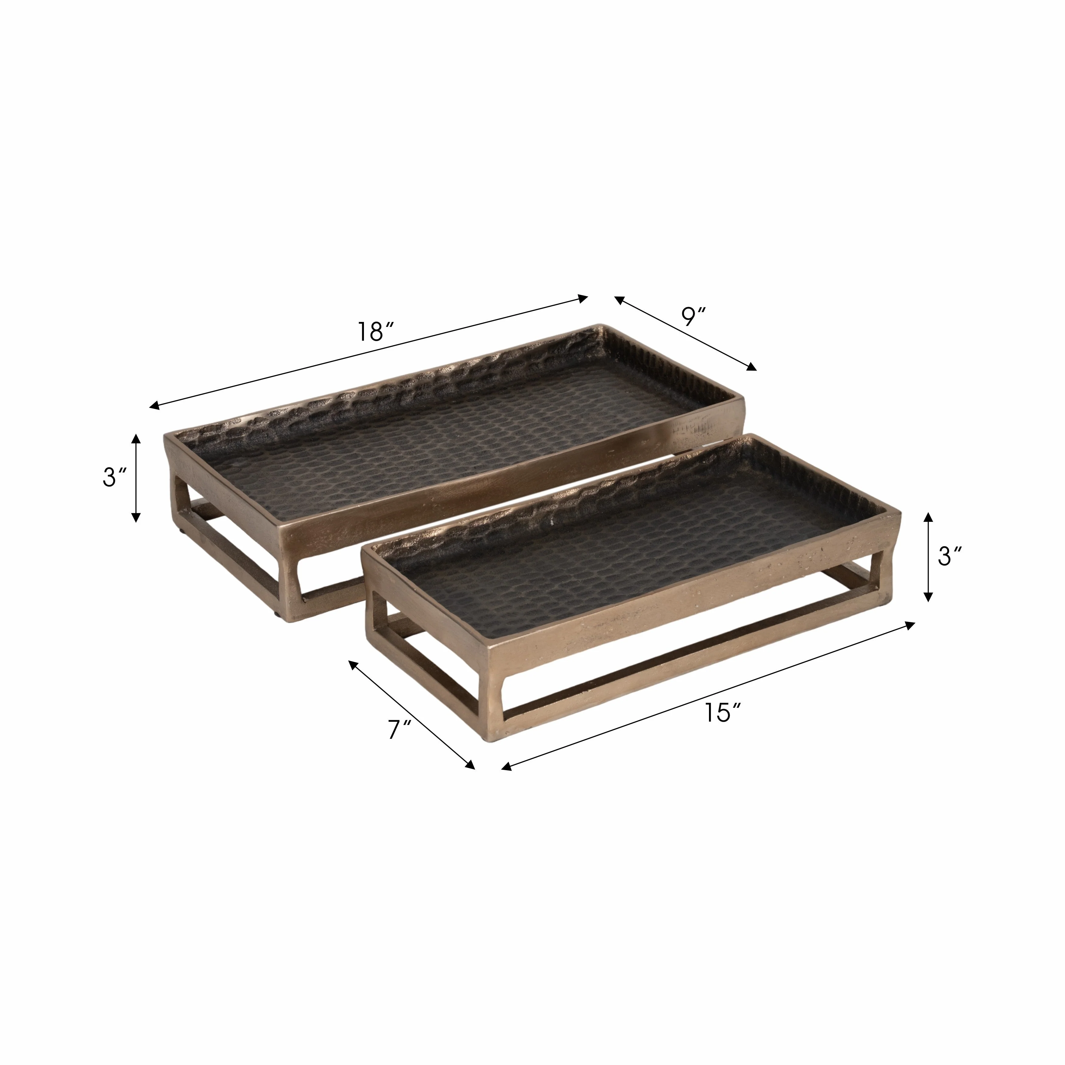 Metal, S/2 15/18" Relica Hammered Trays - Image 9