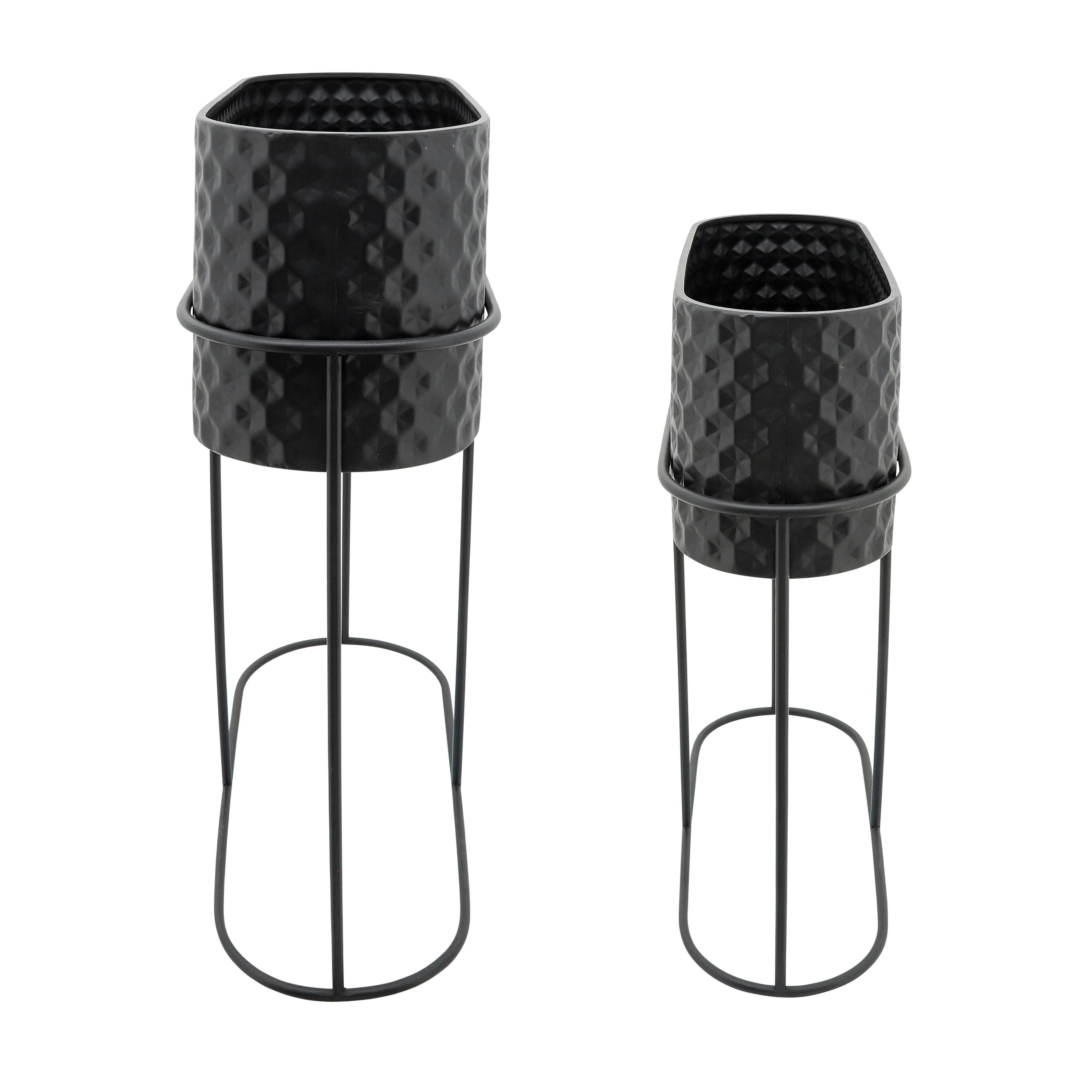 METAL, S/2 20/24" OVAL PLANTERS, BLACK - Image 3