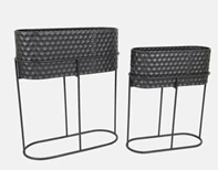 METAL, S/2 20/24" OVAL PLANTERS, BLACK - Image 5
