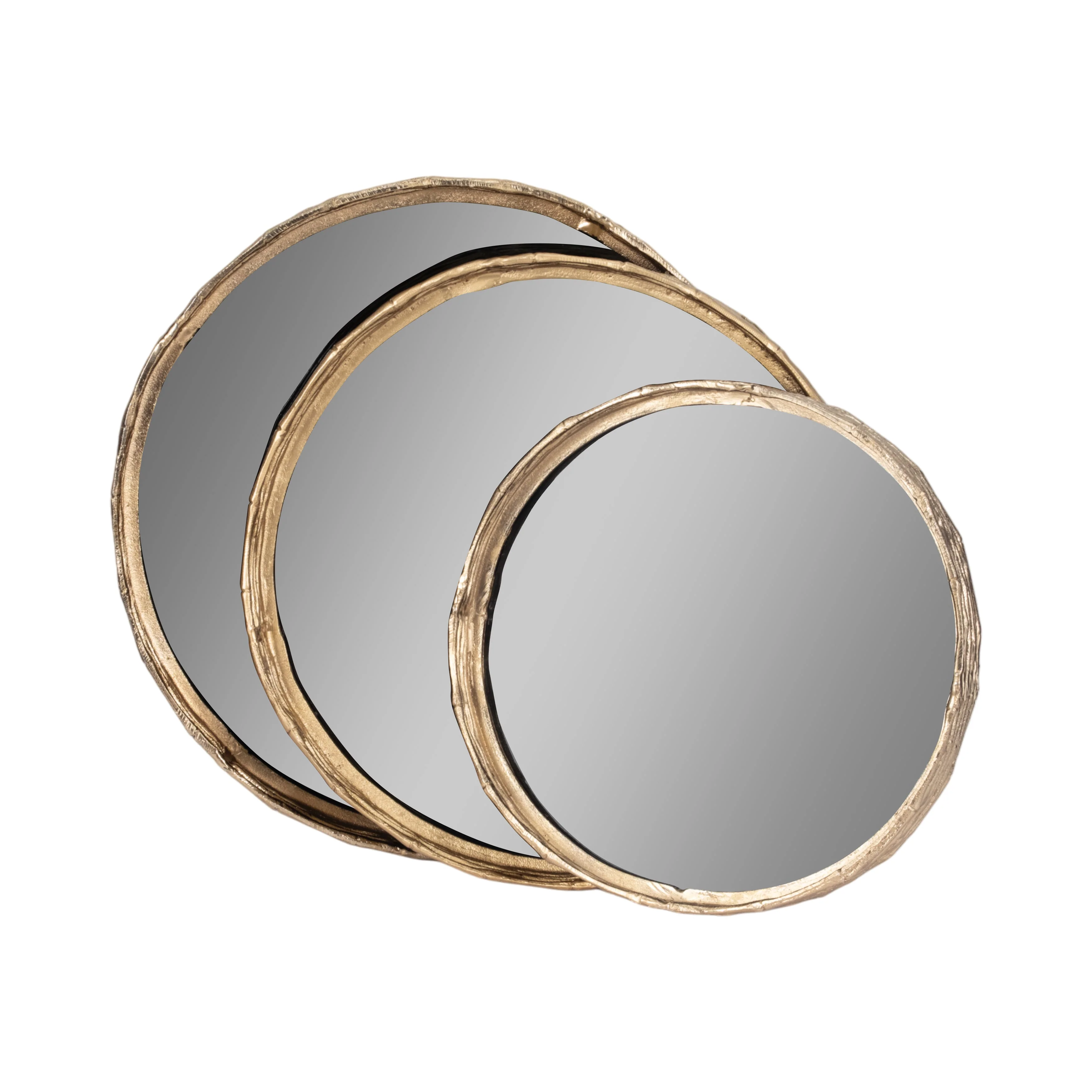 METAL, S/3 16/19/21" ROUND TRAYS, GOLD/BLACK - Image 4