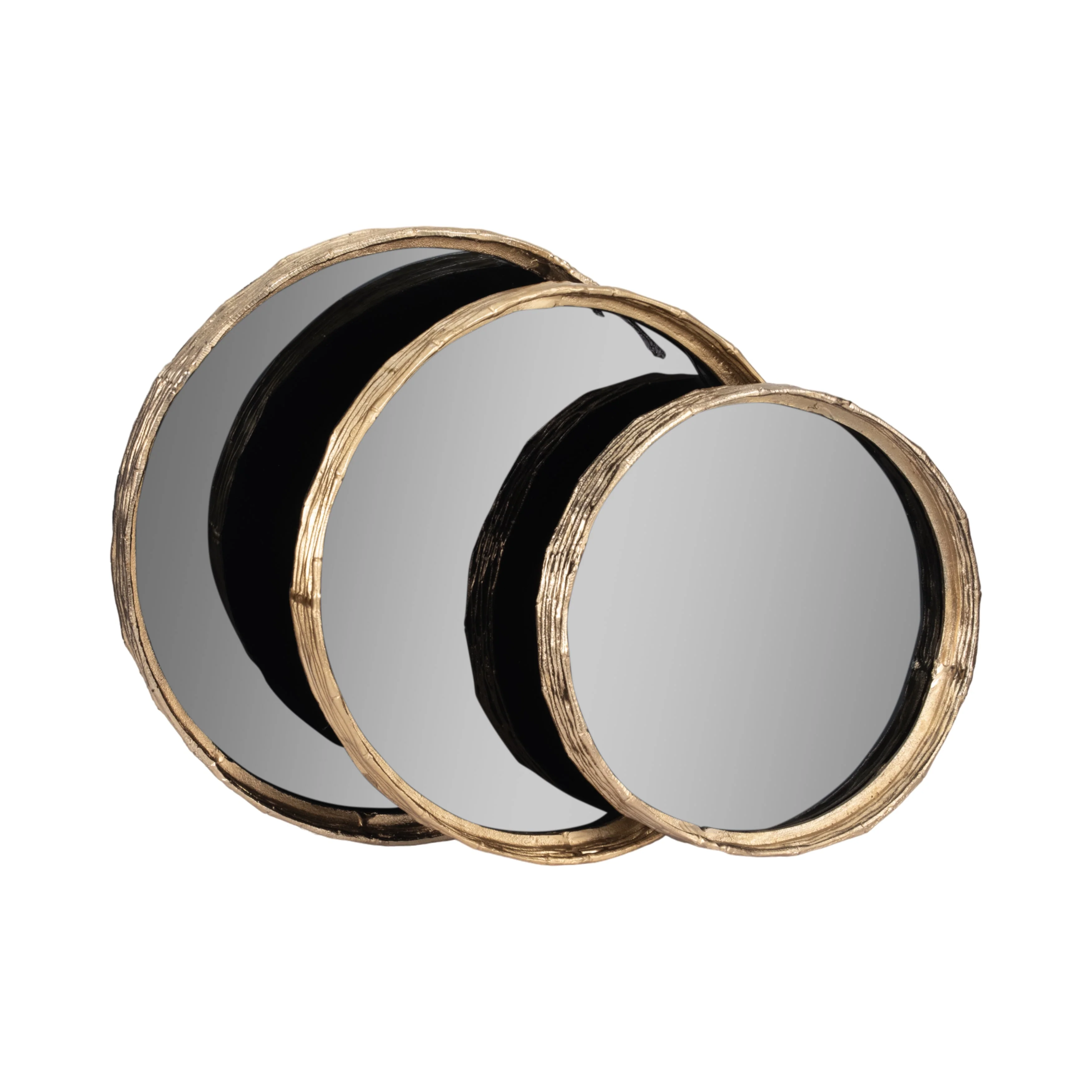 METAL, S/3 16/19/21" ROUND TRAYS, GOLD/BLACK - Image 9