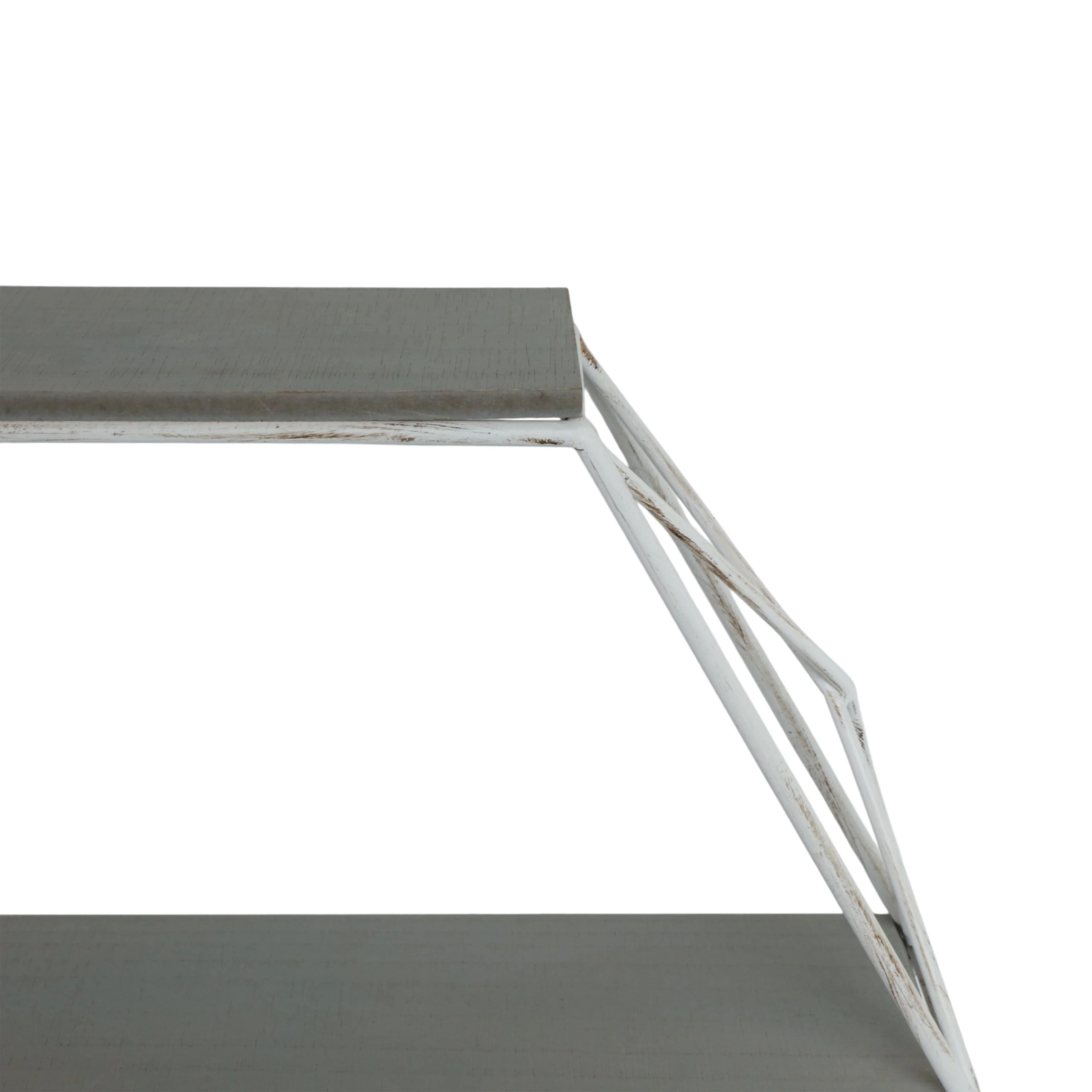 Metal/wood 3 Tier Hexagon Wall Shelf, Gray/white - Image 9