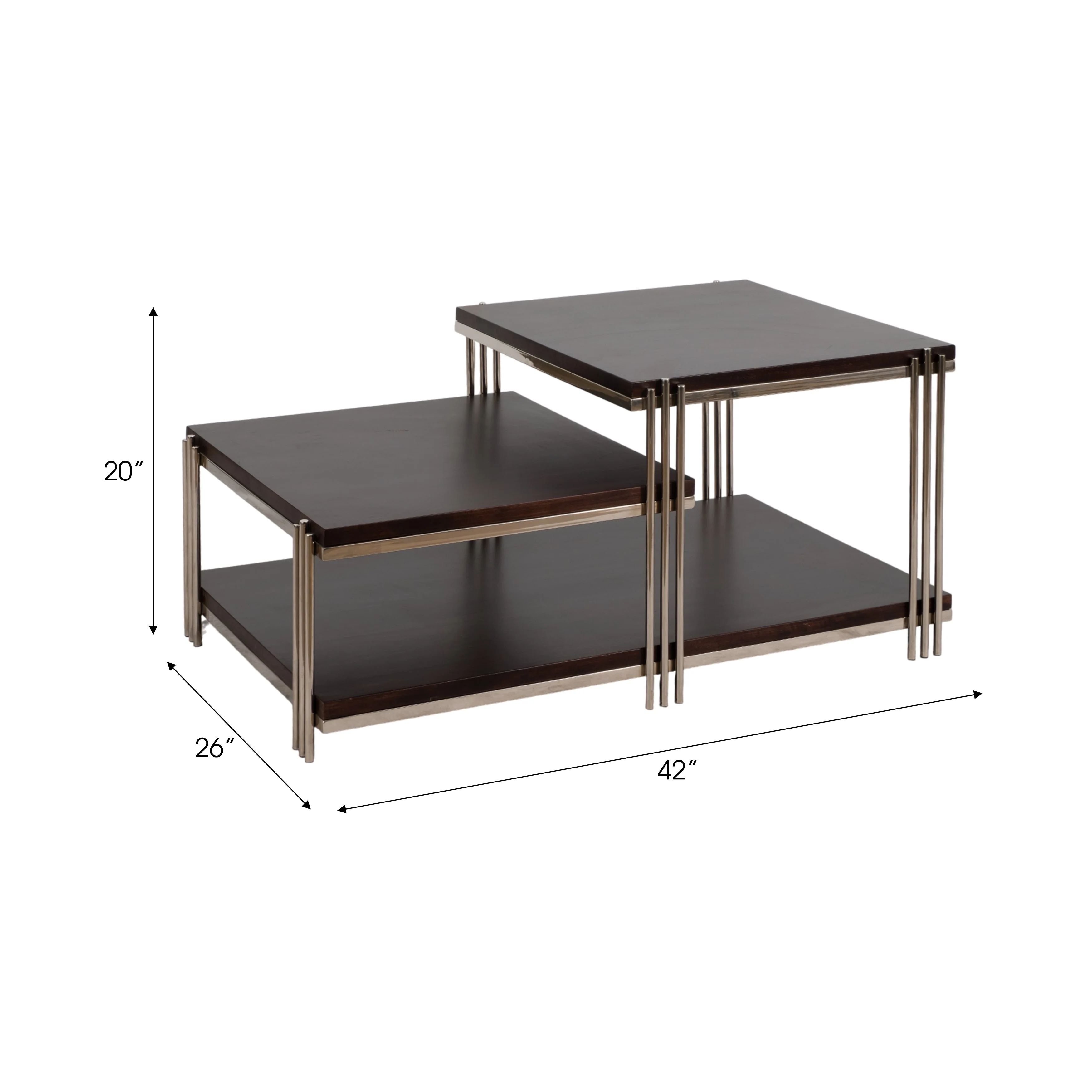 Metal/wood, 42" Three Tier Coffee Table - Image 18