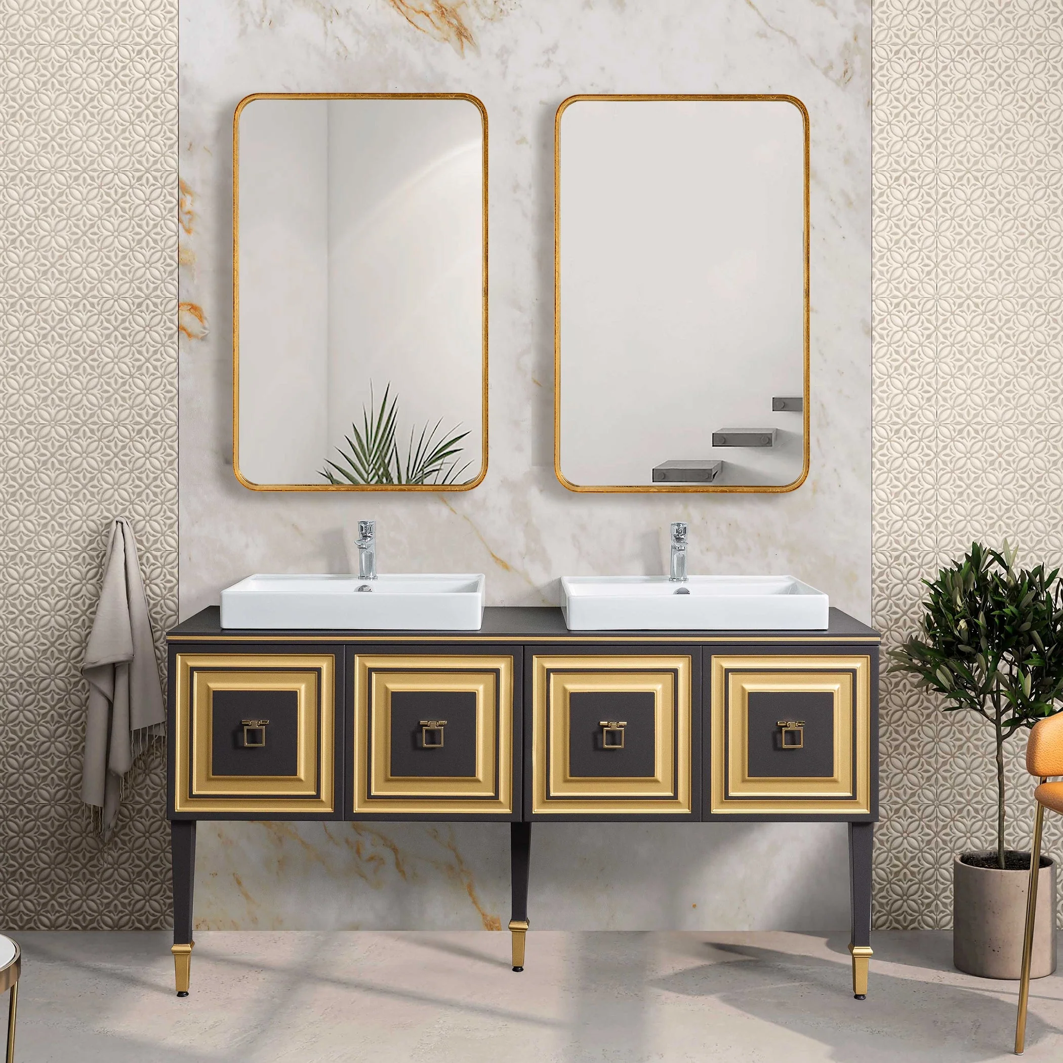 MIRROR , gold , 96 cm - Image 2