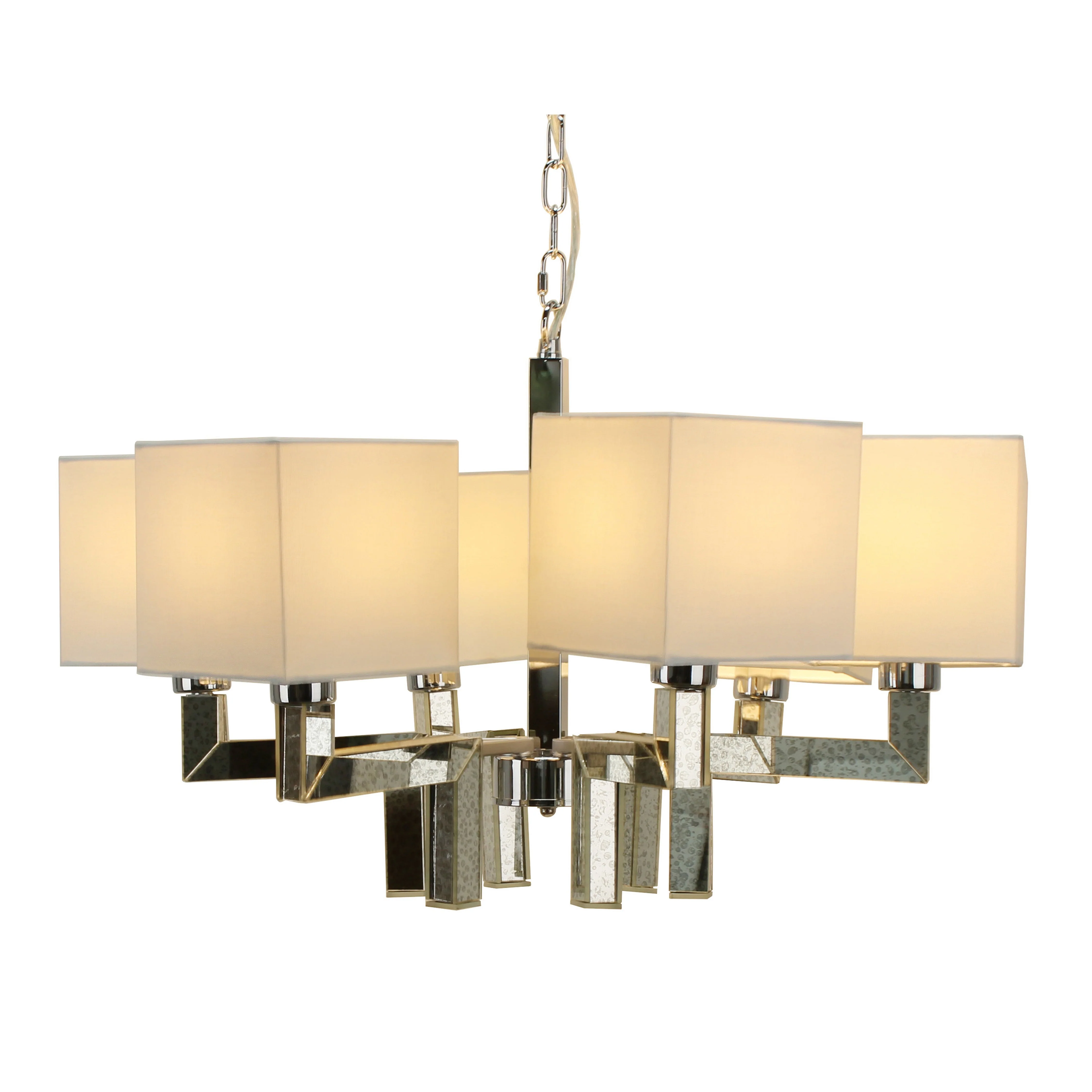 MIRRORED 6 LIGHT CHANDELIER, SILVER - Image 2