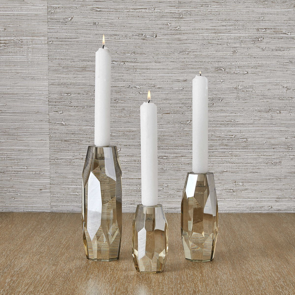 Multifaceted Taper Candleholders - Crystal, S/3 - Image 2