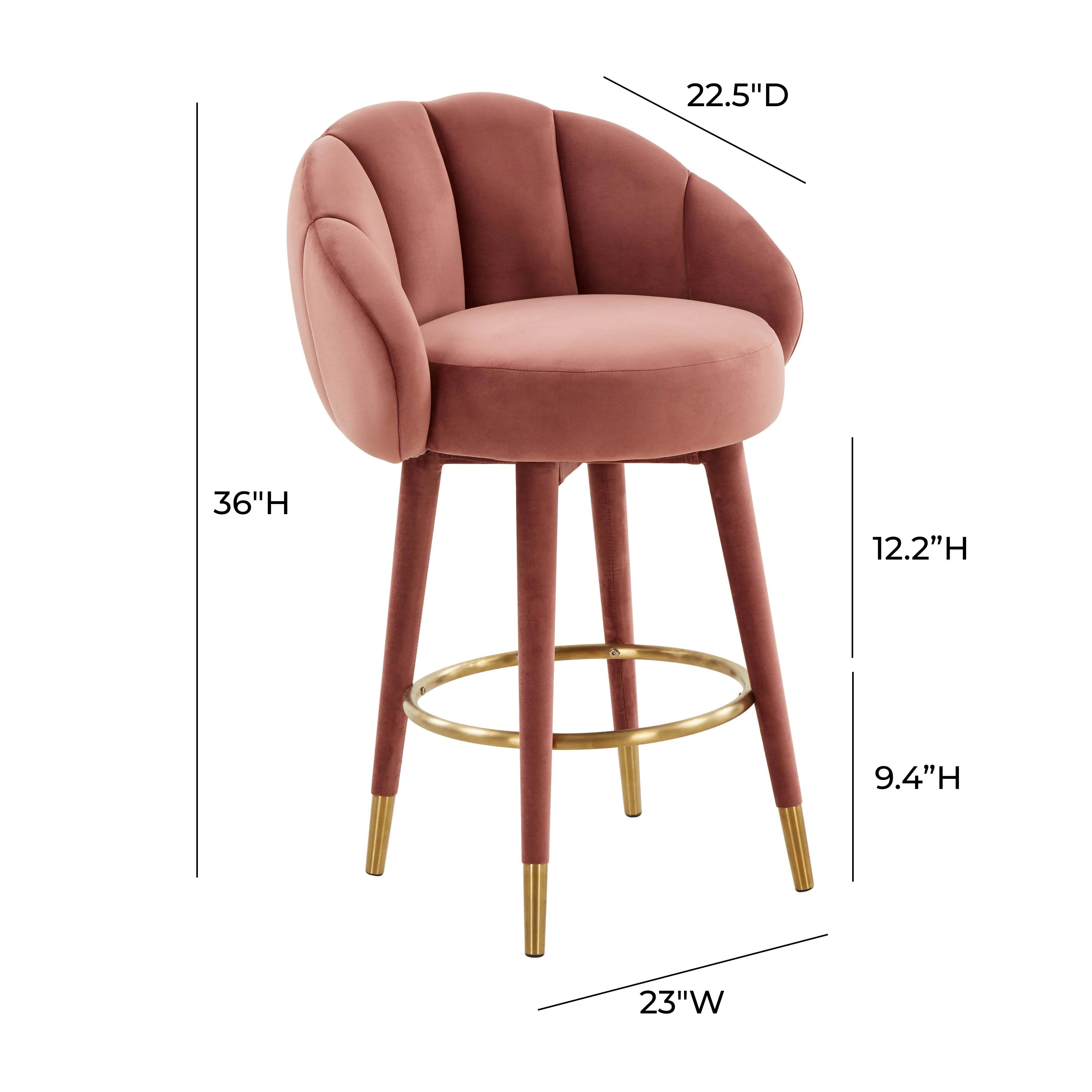Myla Salmon Swivel Counter Stool - Image 9