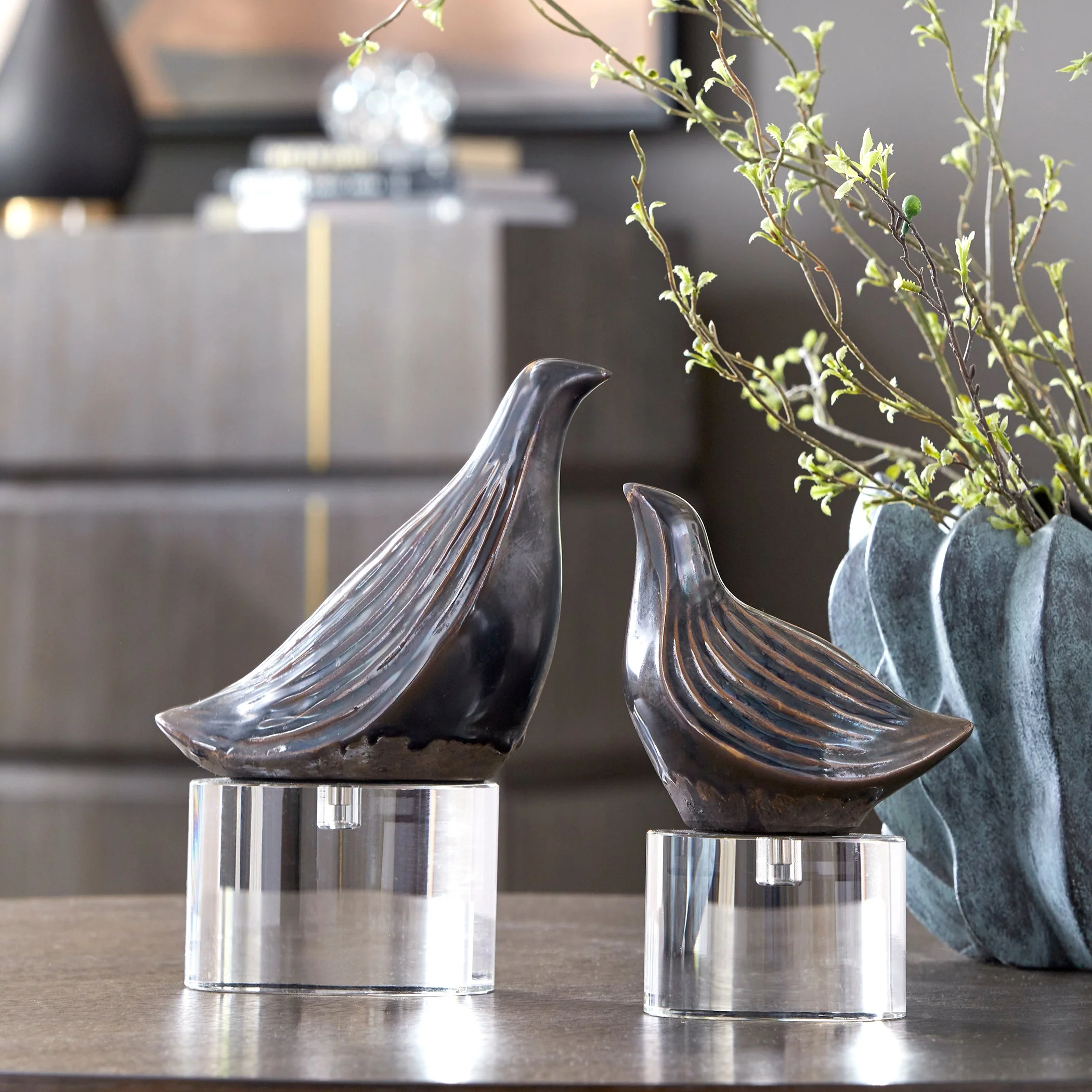Nesting Bird Gray Sculptures, S/2 - Image 2