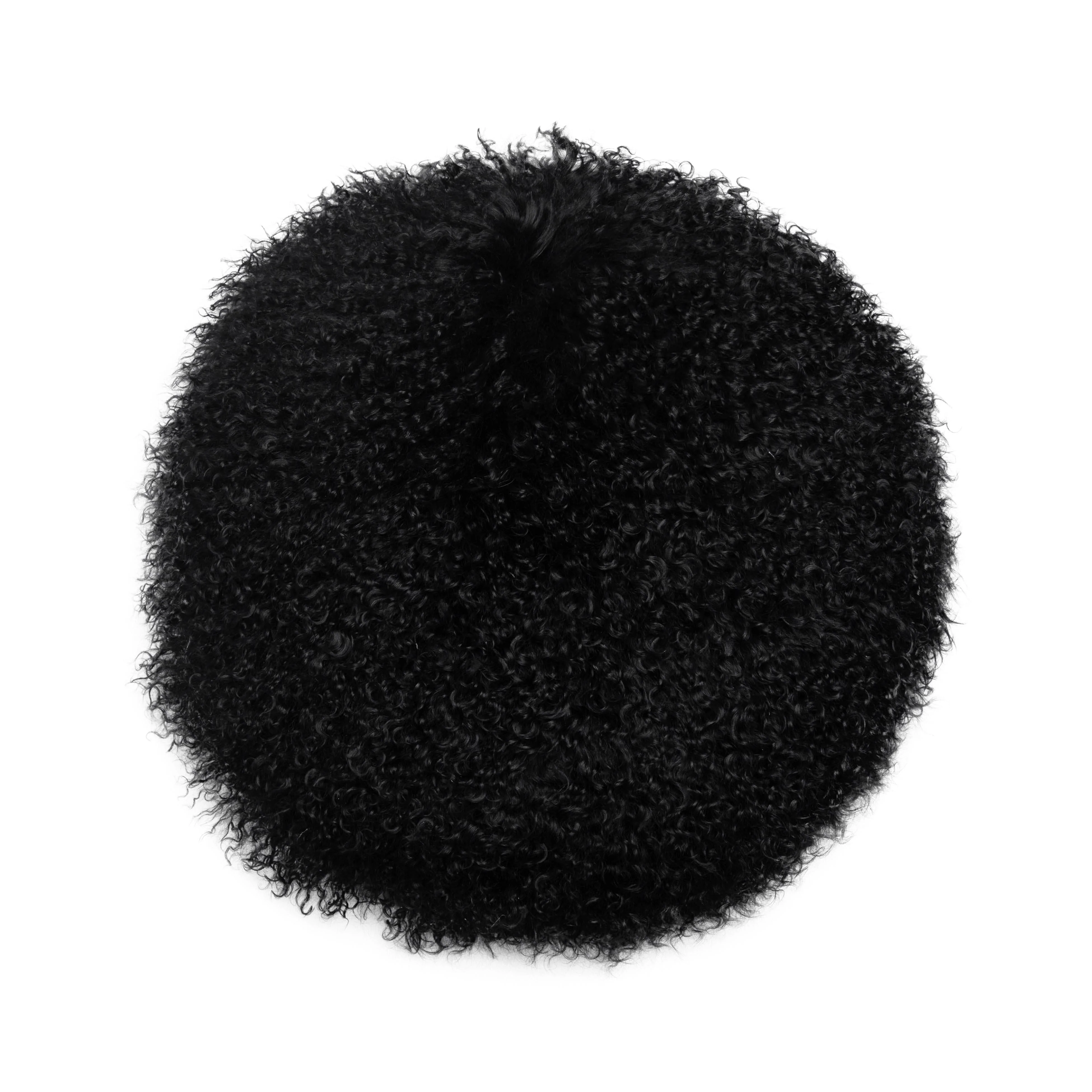 New Zealand Black Sheepskin 16" Round Pillow - Image 3