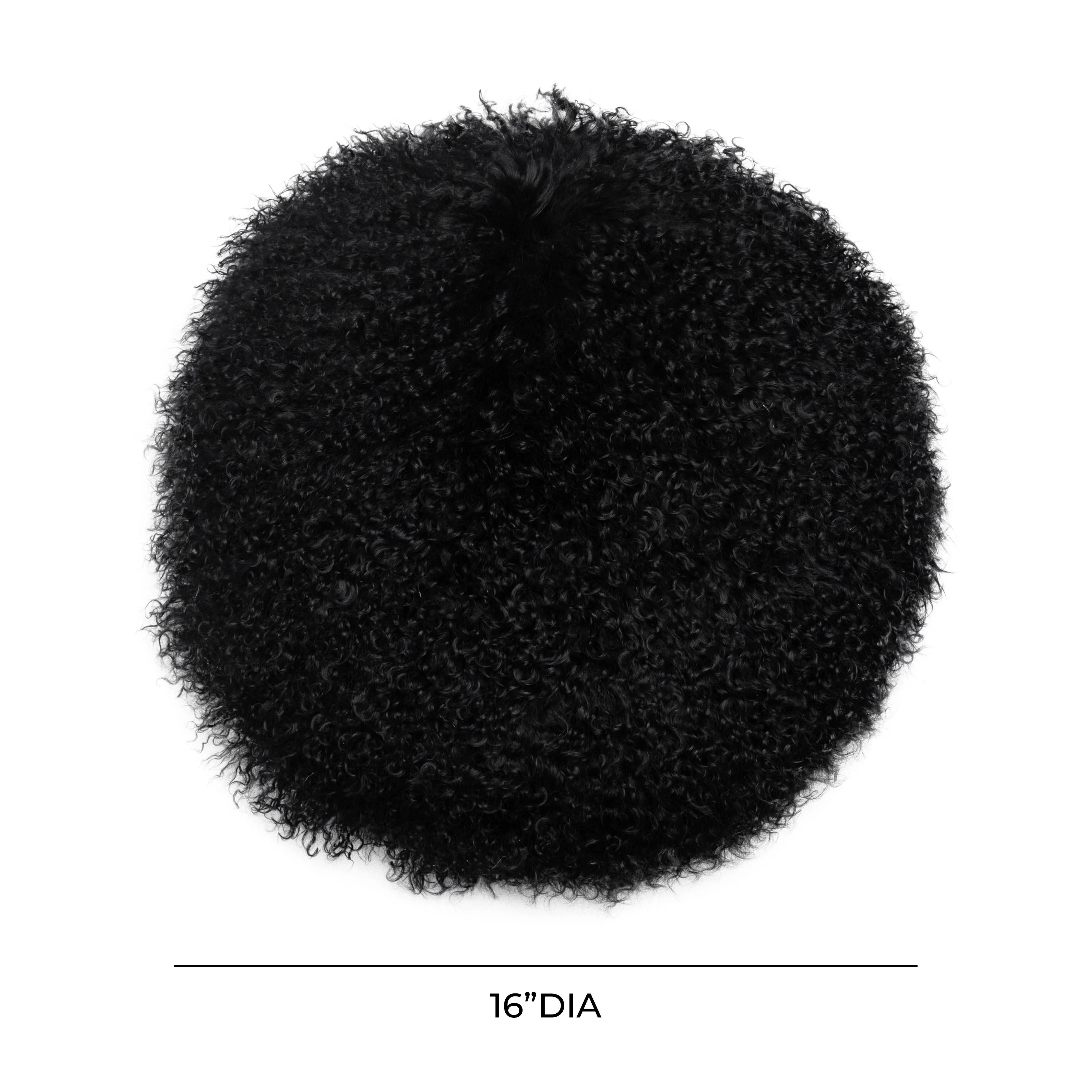 New Zealand Black Sheepskin 16" Round Pillow - Image 4