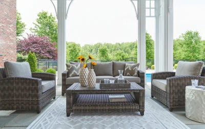 Oasis Court Outdoor Sofa/Chairs/Table Set (Set of 4) - Image 6