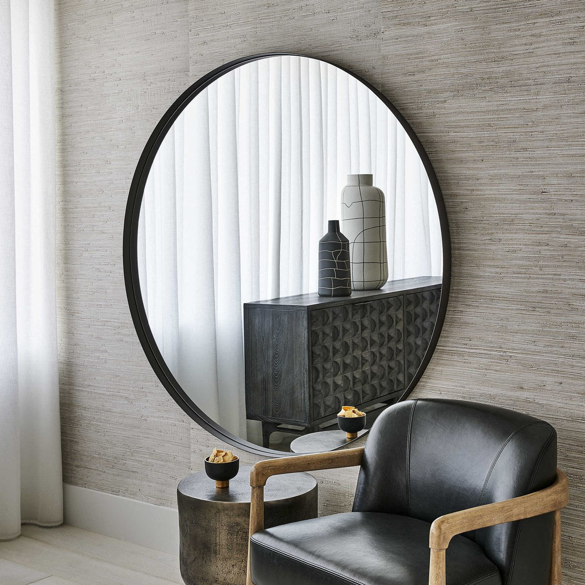 Padria Round Mirror - 60 Black - Image 2