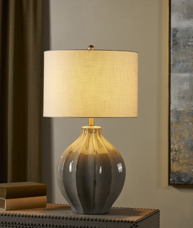 PERRY TABLE LAMP28''HT., CERAMICGREY CERAMIC FINIS - Image 3
