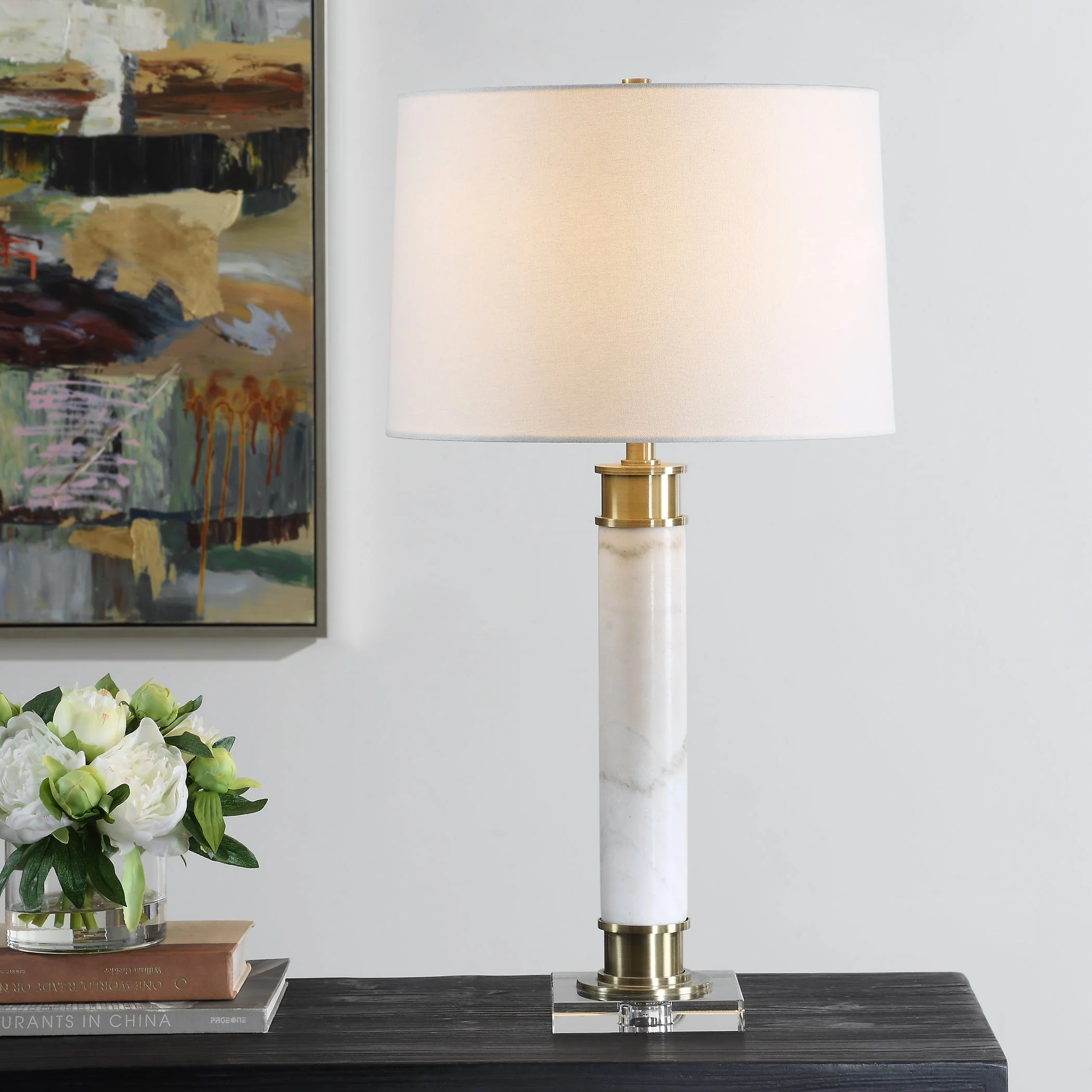 Plinth White Marble Table Lamp - Image 2