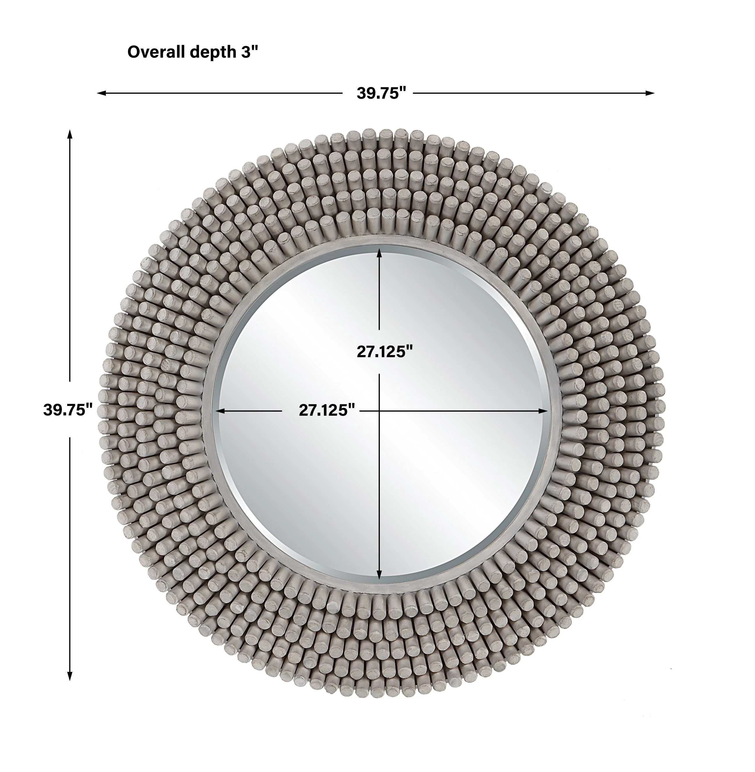 Portside Round Mirror, Gray - Image 3