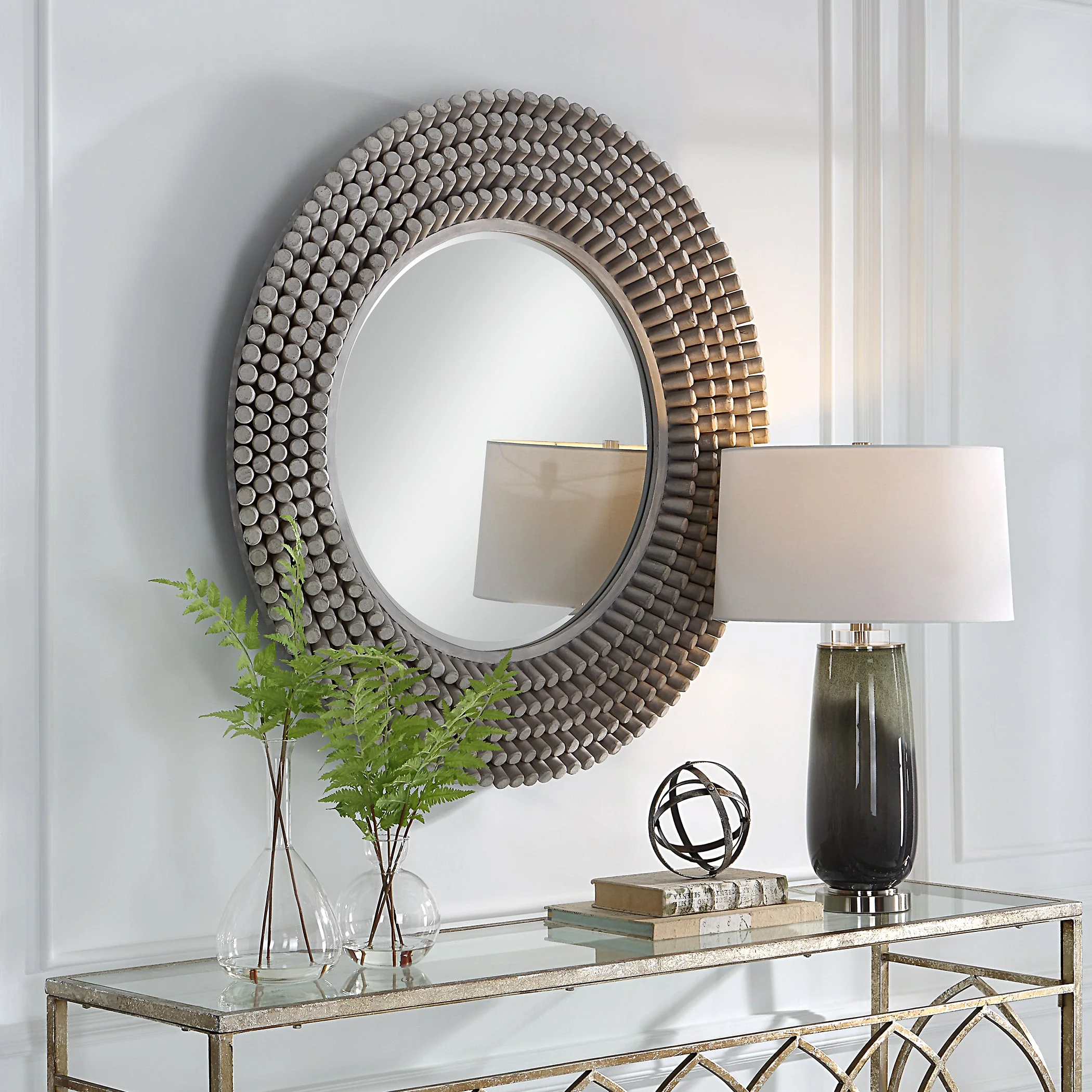 Portside Round Mirror, Gray - Image 4
