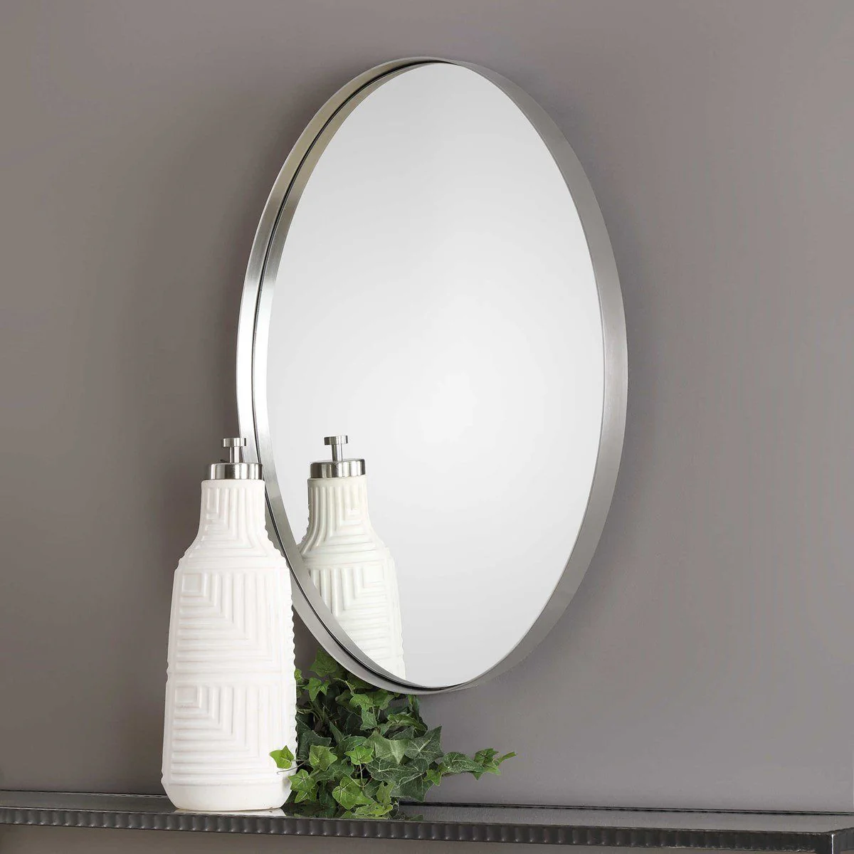Pursley Brushed Nickel Oval Mirror - Image 2