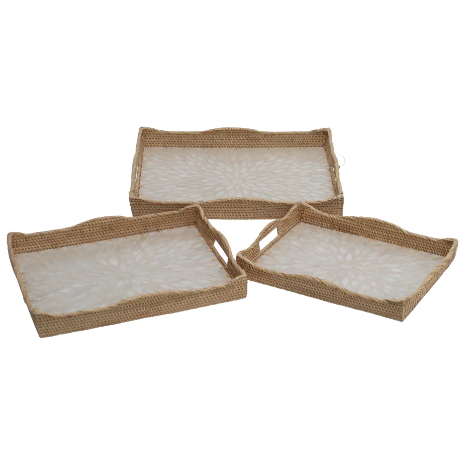 RATTAN, S/3 14/15/17" RECTANGULAR TRAY, NATURAL