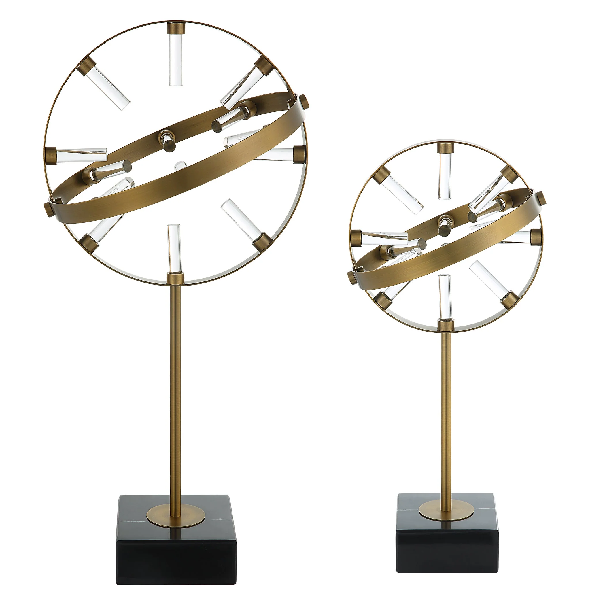 Realm Spherical Brass Sculptures, Set Of 2 - Image 3