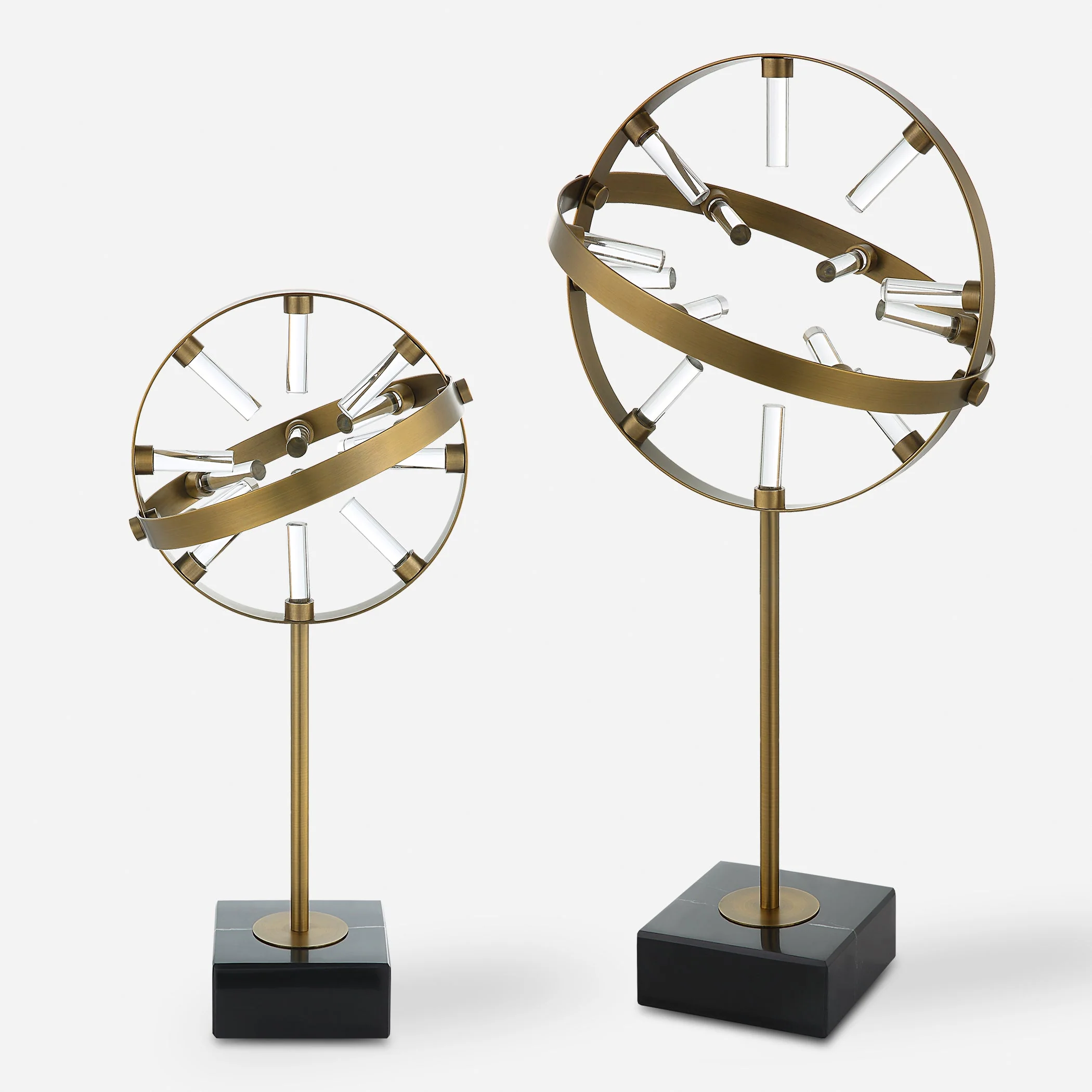 Realm Spherical Brass Sculptures, Set Of 2 - Image 5