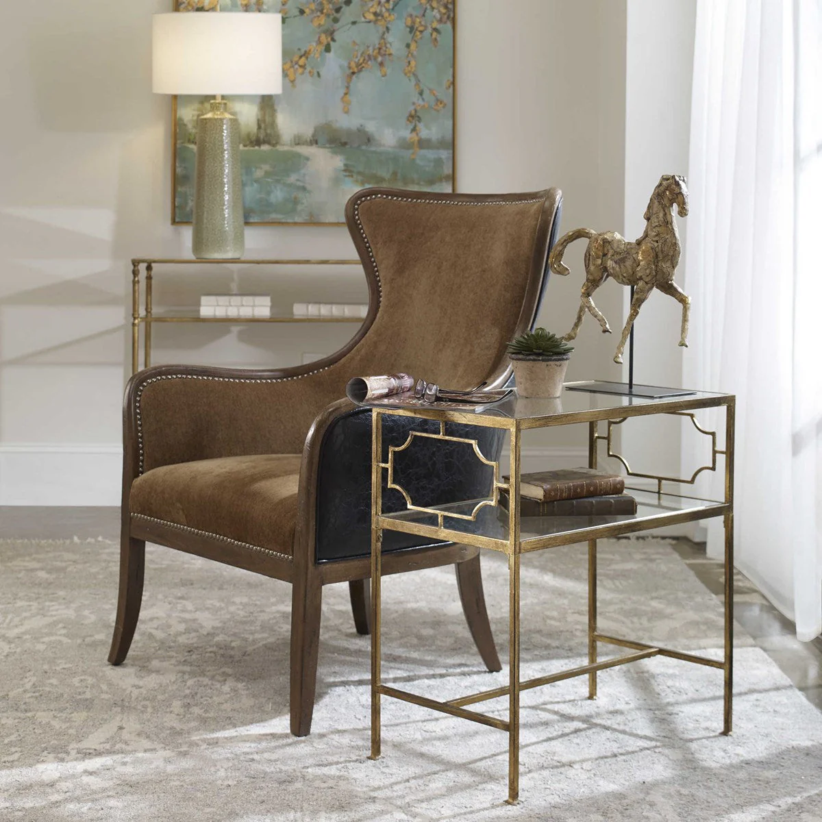 Rectangular Gold Coffee Table - Image 3