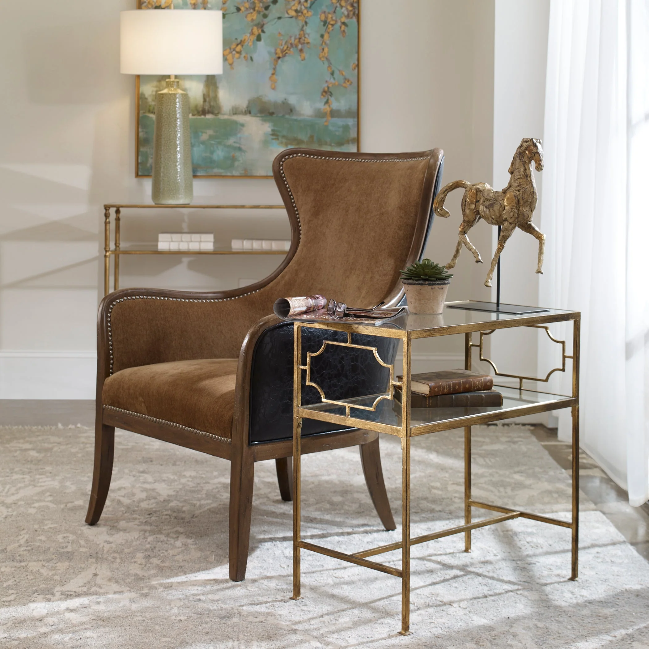 Rectangular Gold Coffee Table - Image 5