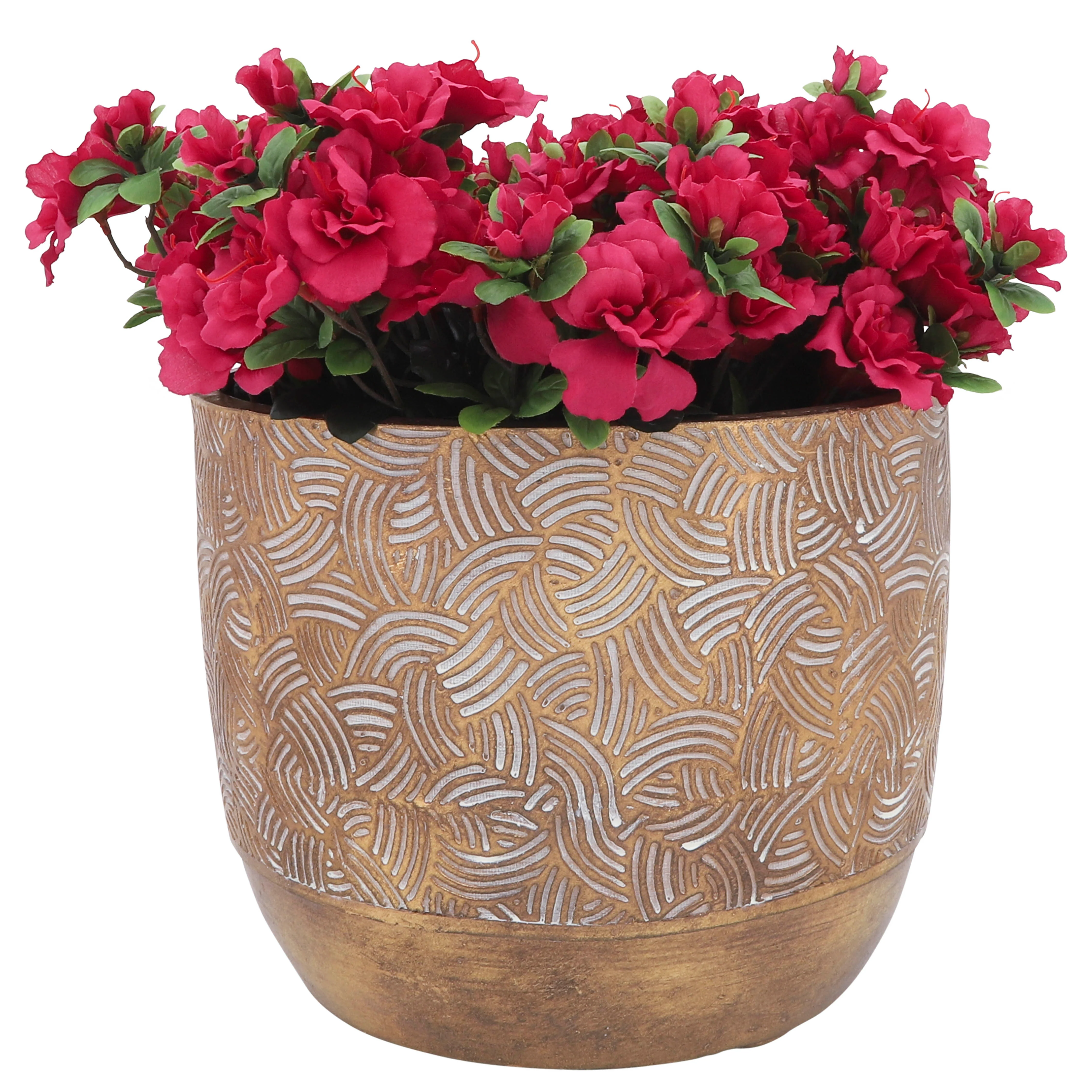 RESIN, S/2 10/13"D SWIRL PLANTERS, GOLD - Image 2