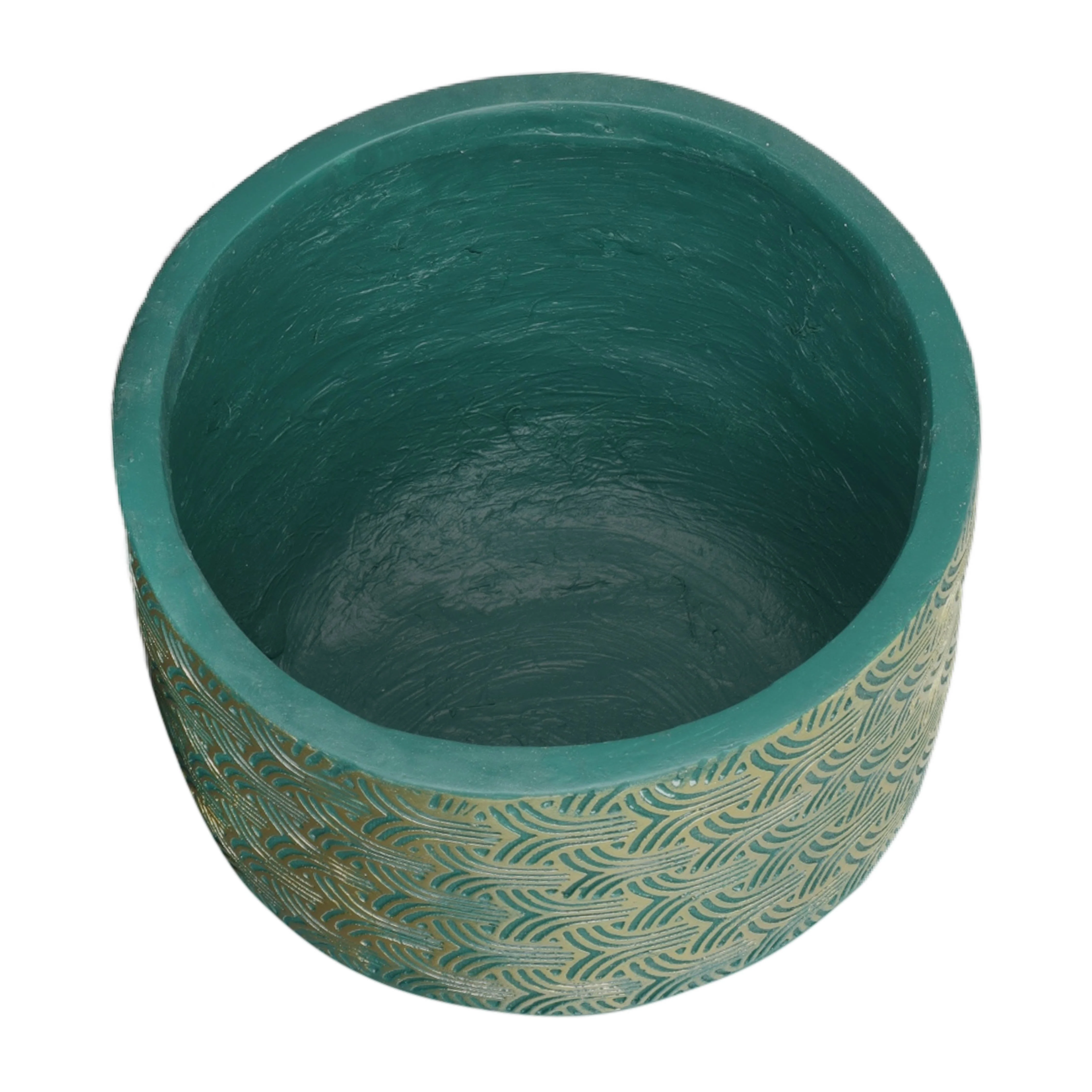 Resin, S/2 10/13"D Swirl Planters, Green/Gold - Image 4