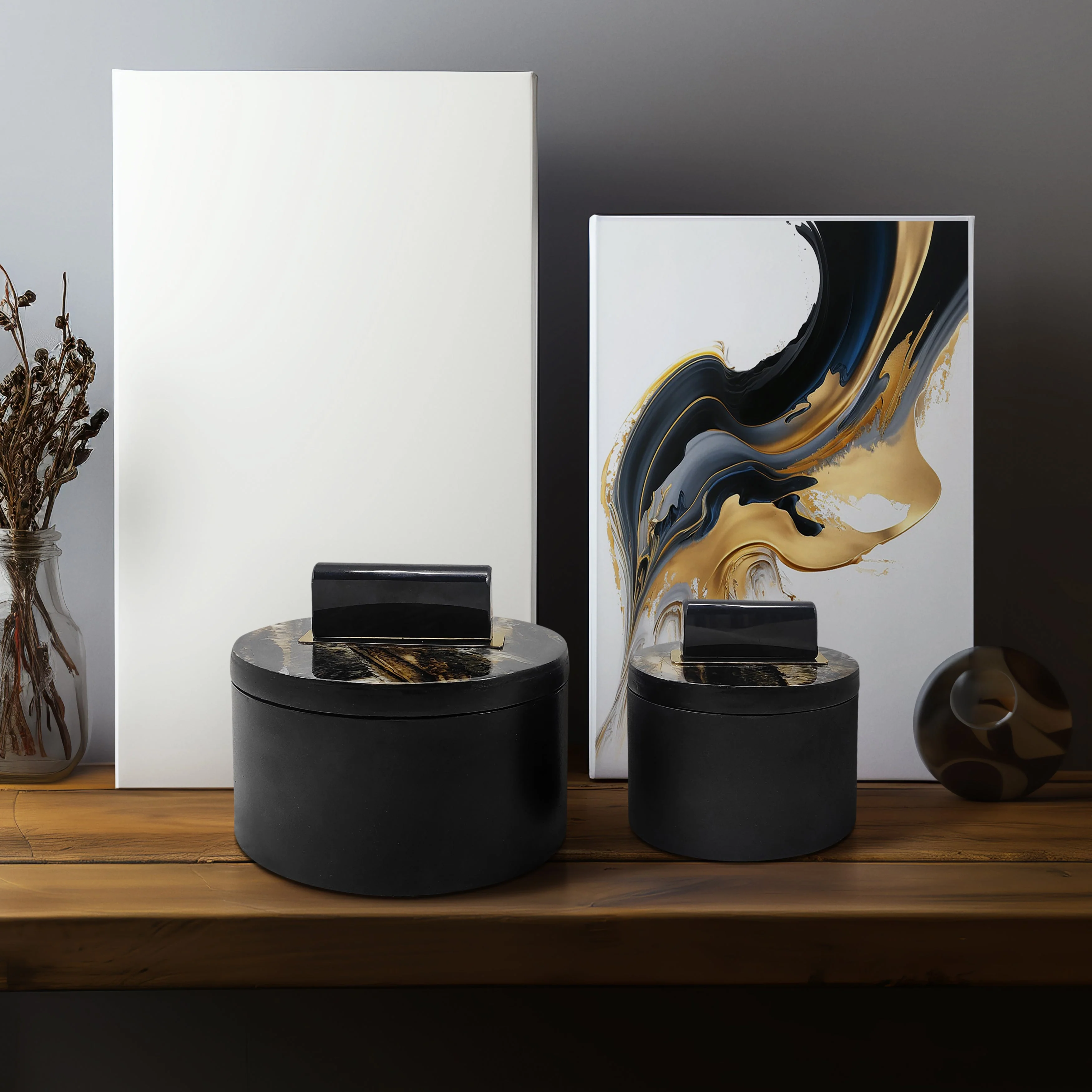 Resin, S/2 6/7" Wheatly Black Boxes - Image 18