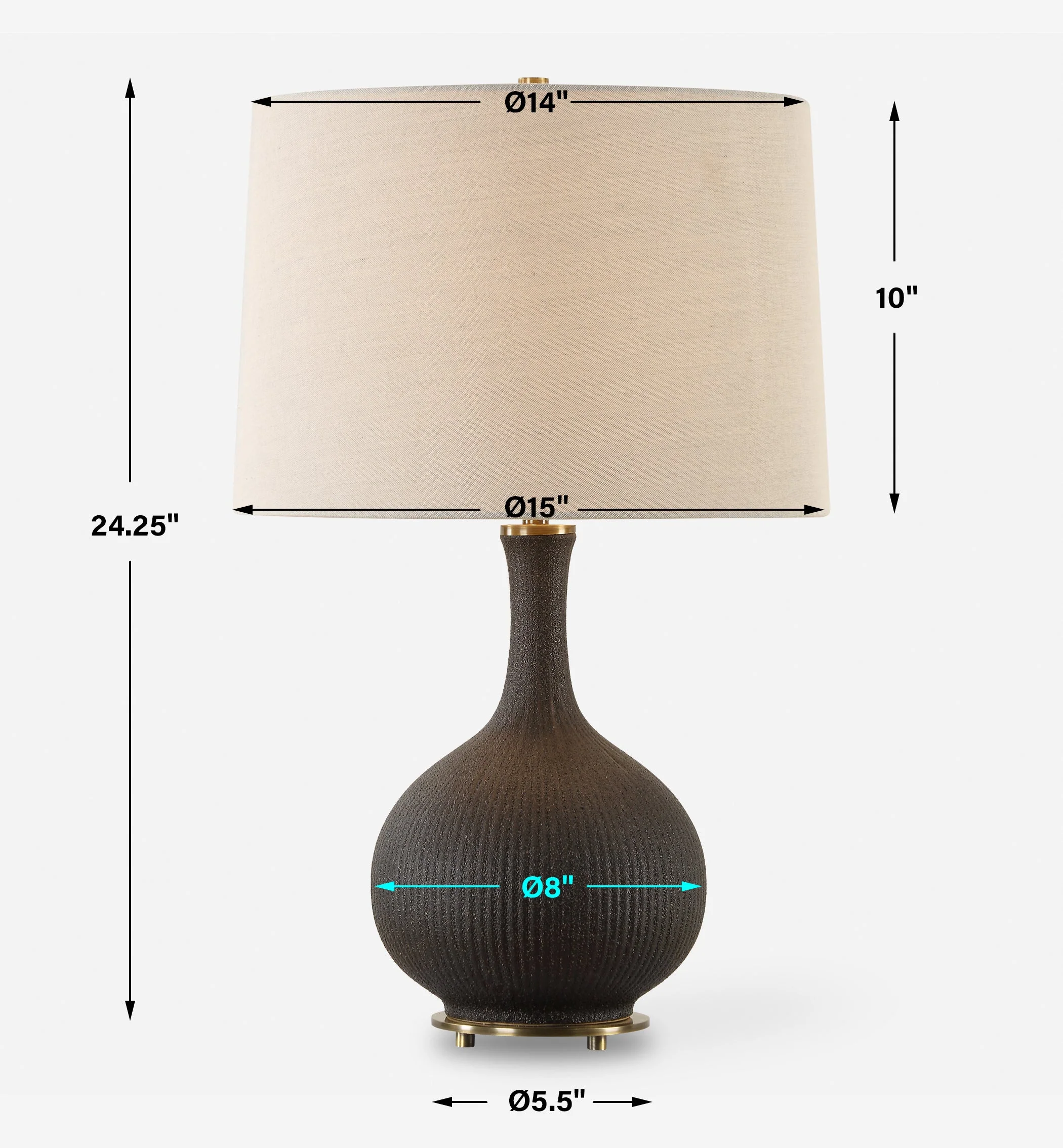 Rimini Black Glaze Table Lamp - Image 3