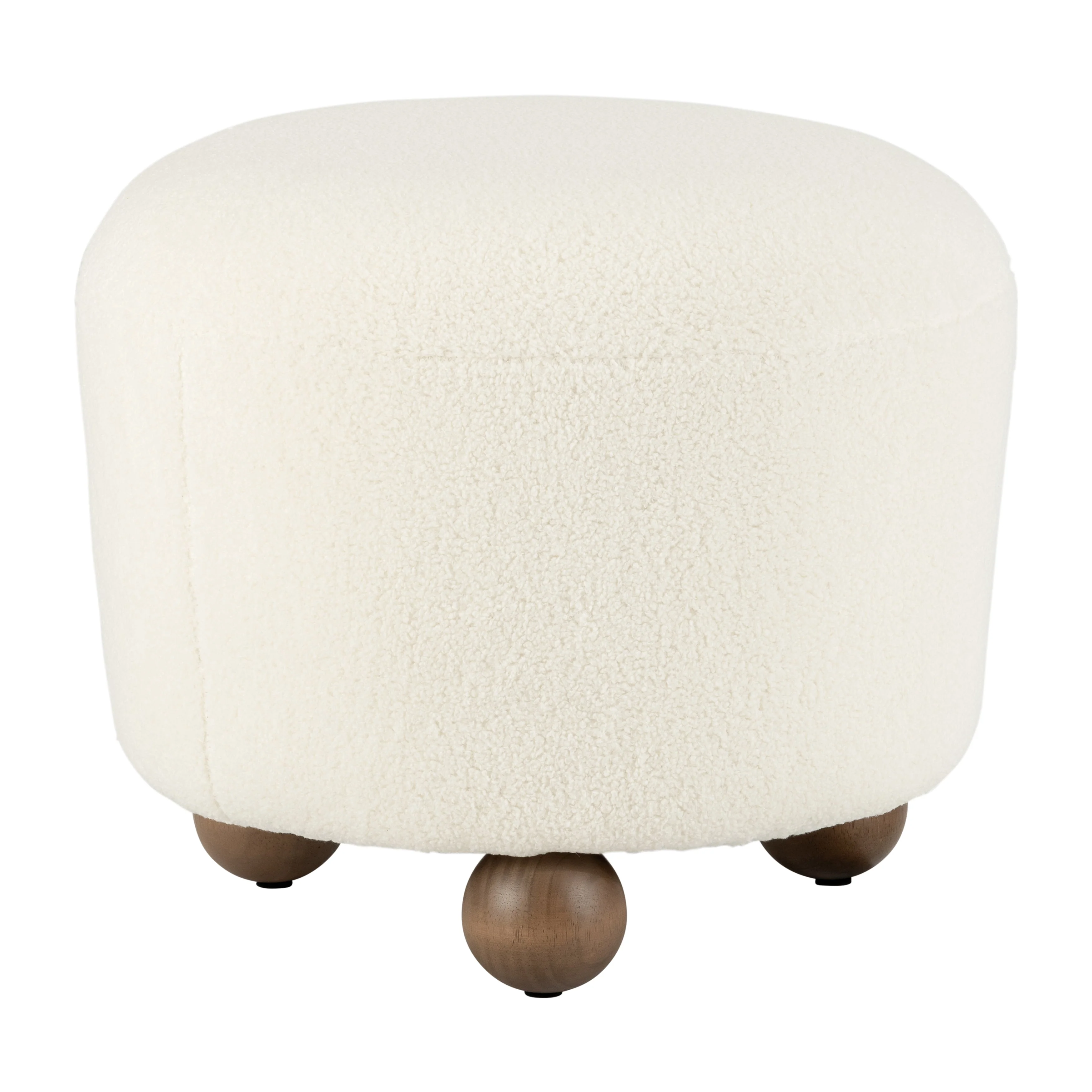 Round Ottoman W/ Ball Feet, Beige - Image 11